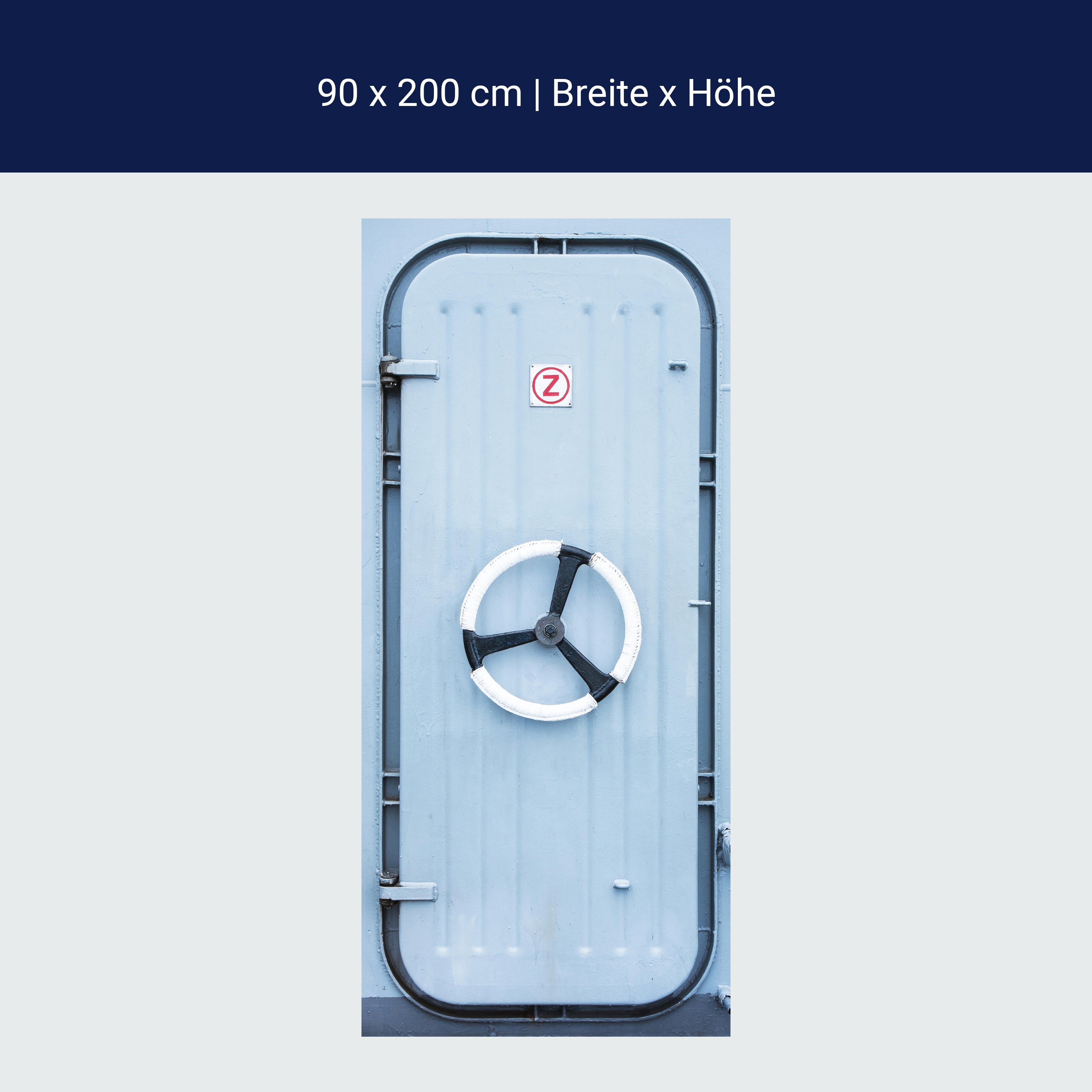 Türtapete Schiffs-schleuse Blau, Dreh-rad, Tür M1098 Türtapete Schiffs-schleuse Blau, Dreh-rad, Tür M1098