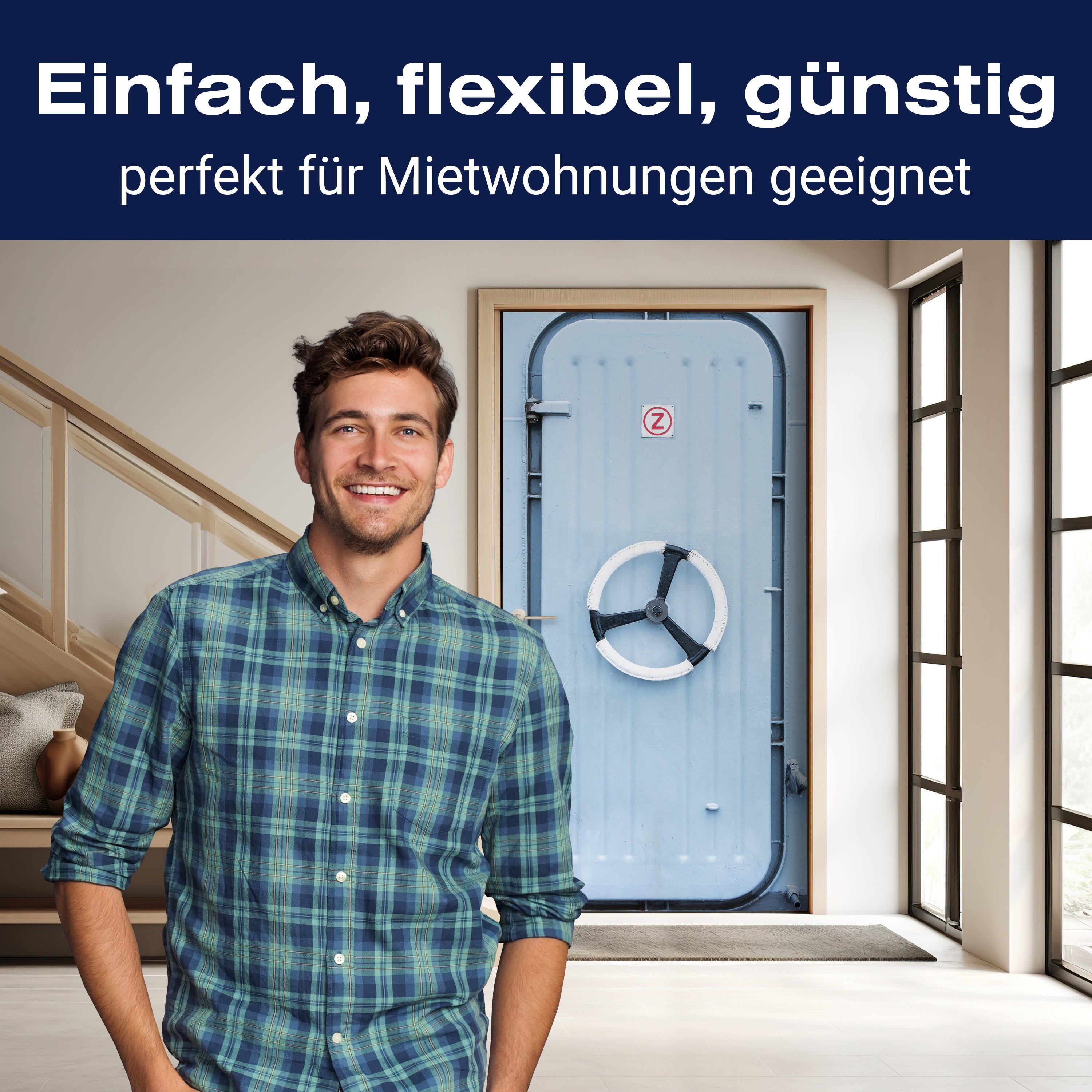 Türtapete Schiffs-schleuse Blau, Dreh-rad, Tür M1098 - Bild 3 Türtapete Schiffs-schleuse Blau, Dreh-rad, Tür M1098 - Bild 3