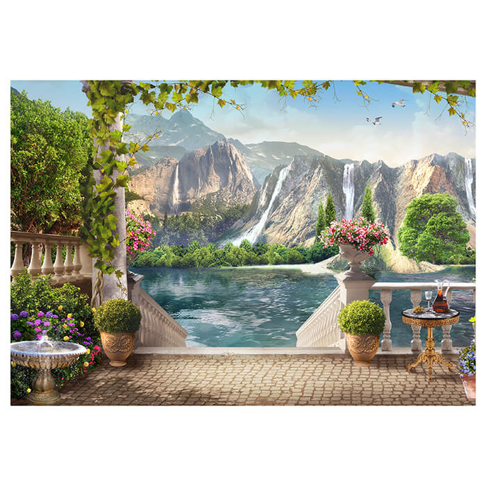 Fototapete Balkon Seeblick Wasserfall M1100 - Bild 2 Fototapete Balkon Seeblick Wasserfall M1100 - Bild 2