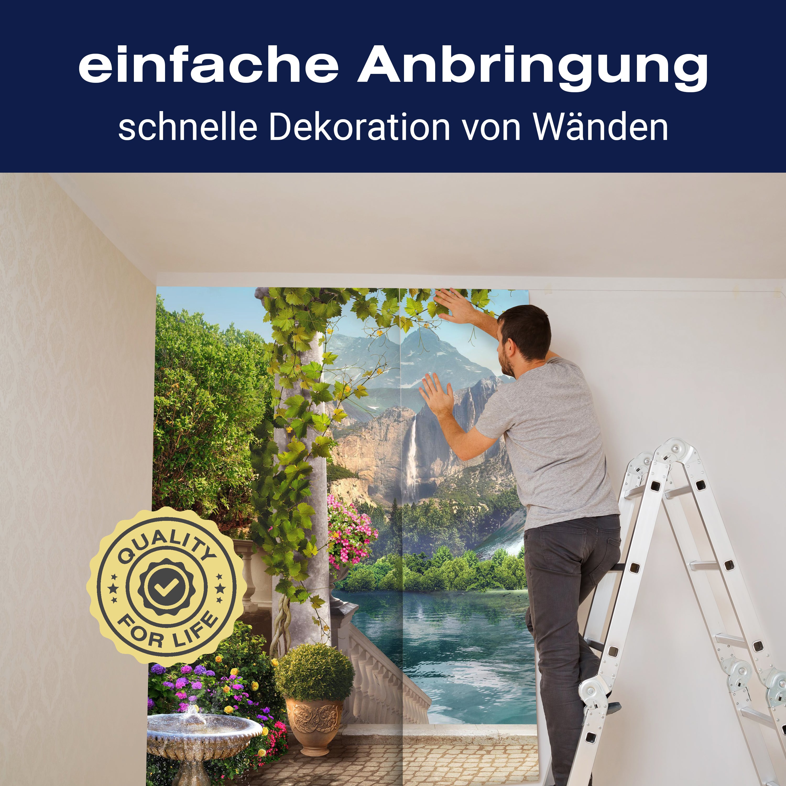 Fototapete Balkon Seeblick Wasserfall M1100 - Bild 3 Fototapete Balkon Seeblick Wasserfall M1100 - Bild 3