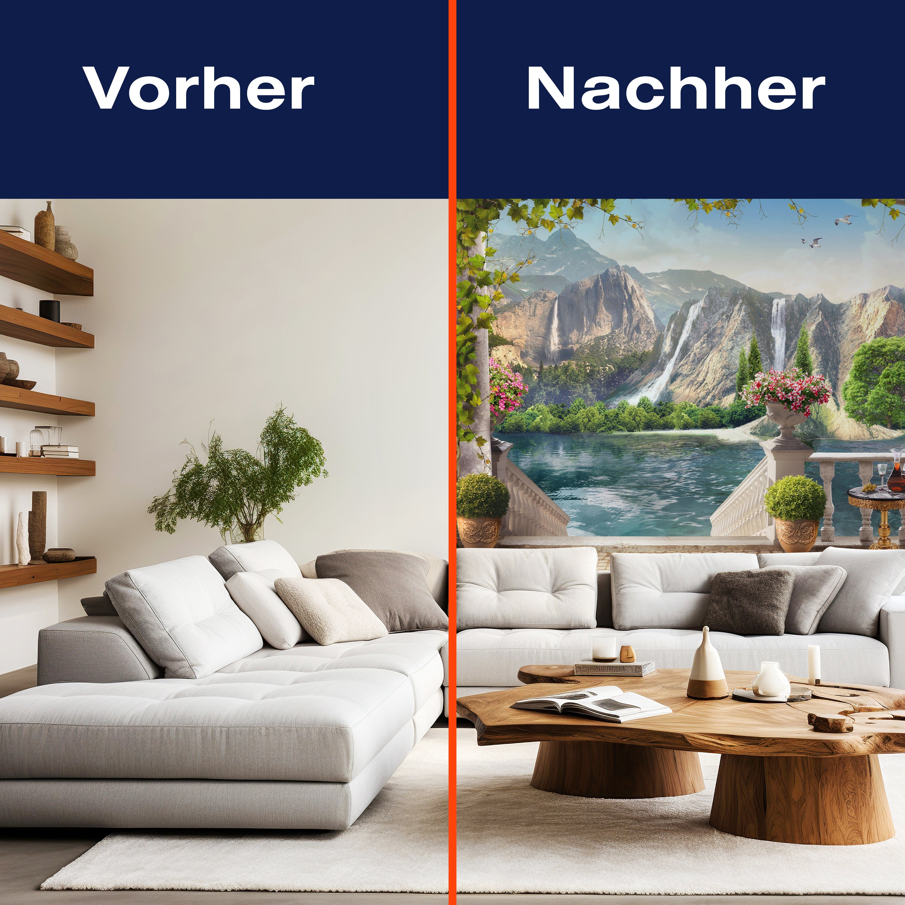 Fototapete Balkon Seeblick Wasserfall M1100 - Bild 9 Fototapete Balkon Seeblick Wasserfall M1100 - Bild 9