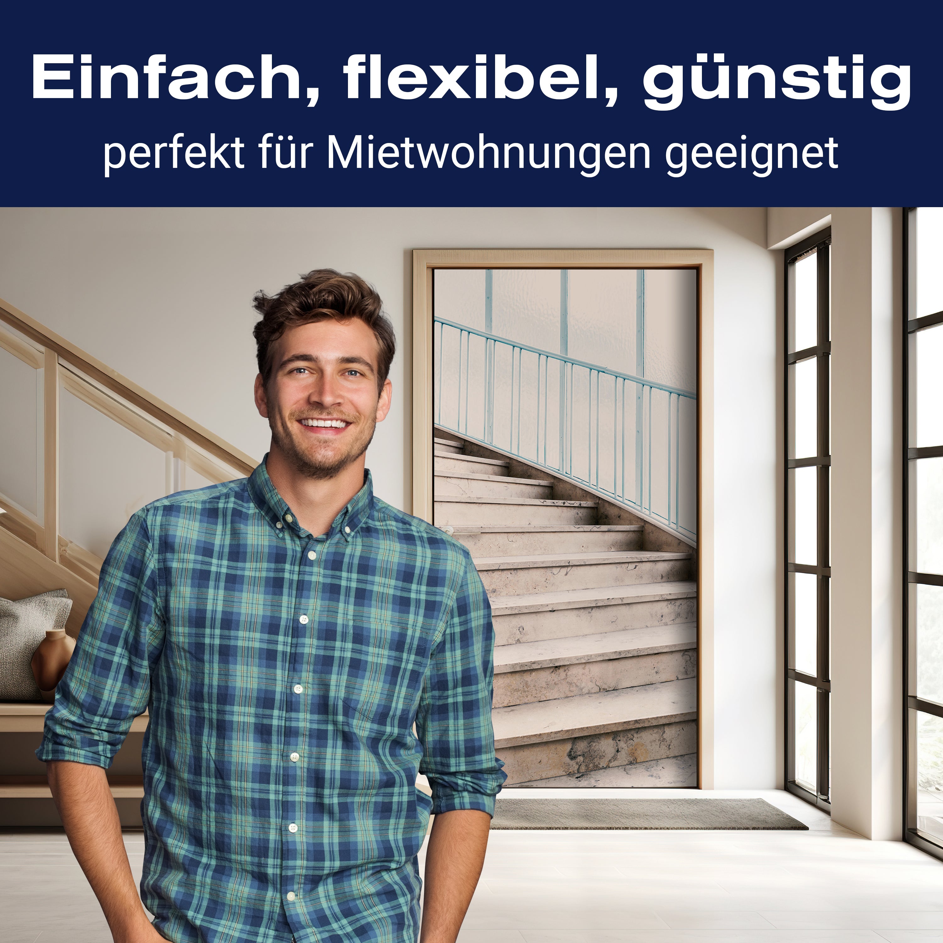 Türtapete Natur-stein Treppe mit Geländer, Steine M1100 - Bild 3 Türtapete Natur-stein Treppe mit Geländer, Steine M1100 - Bild 3