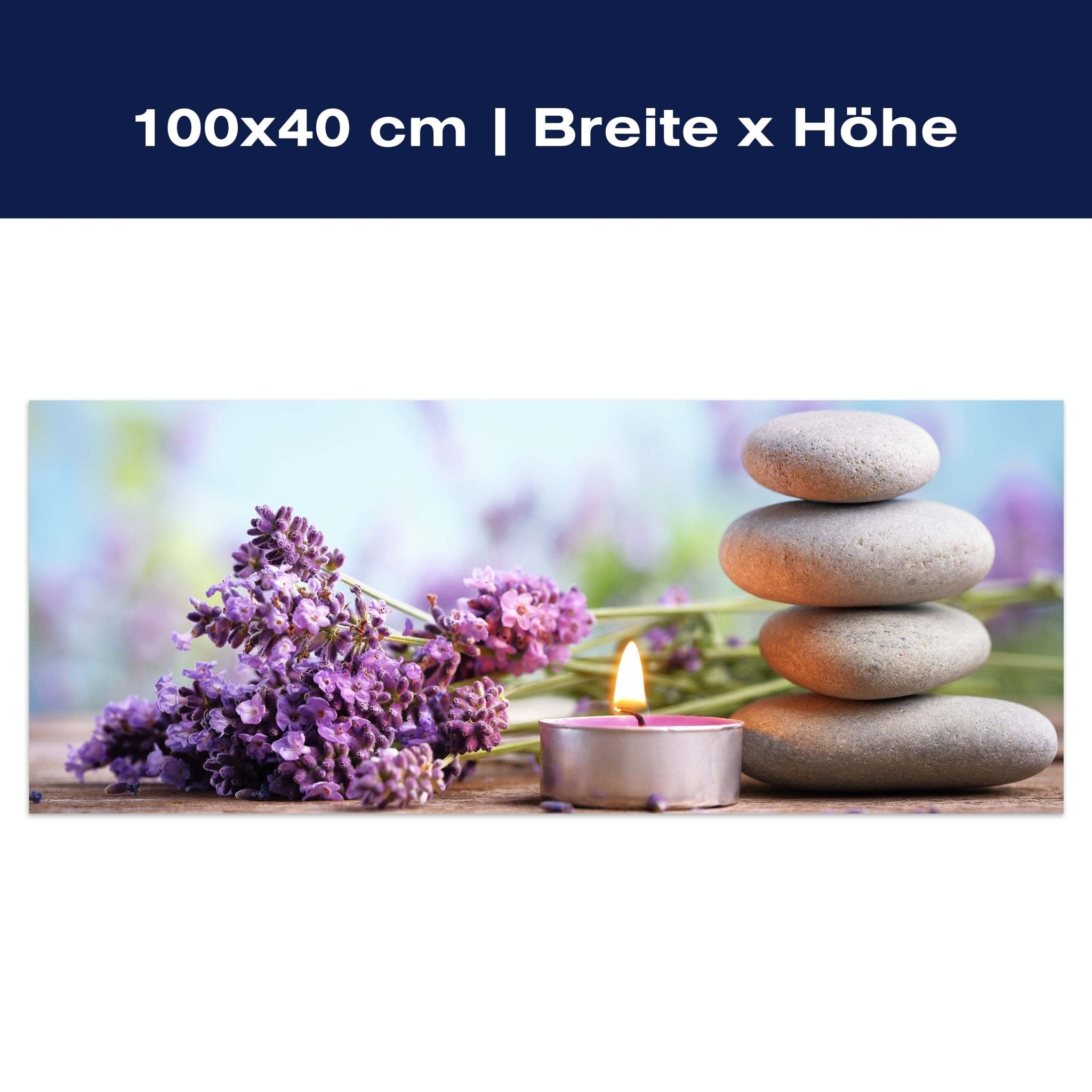 Leinwandbild Teelicht, Steine, Lavendel, Wellness M1102 Leinwandbild Teelicht, Steine, Lavendel, Wellness M1102