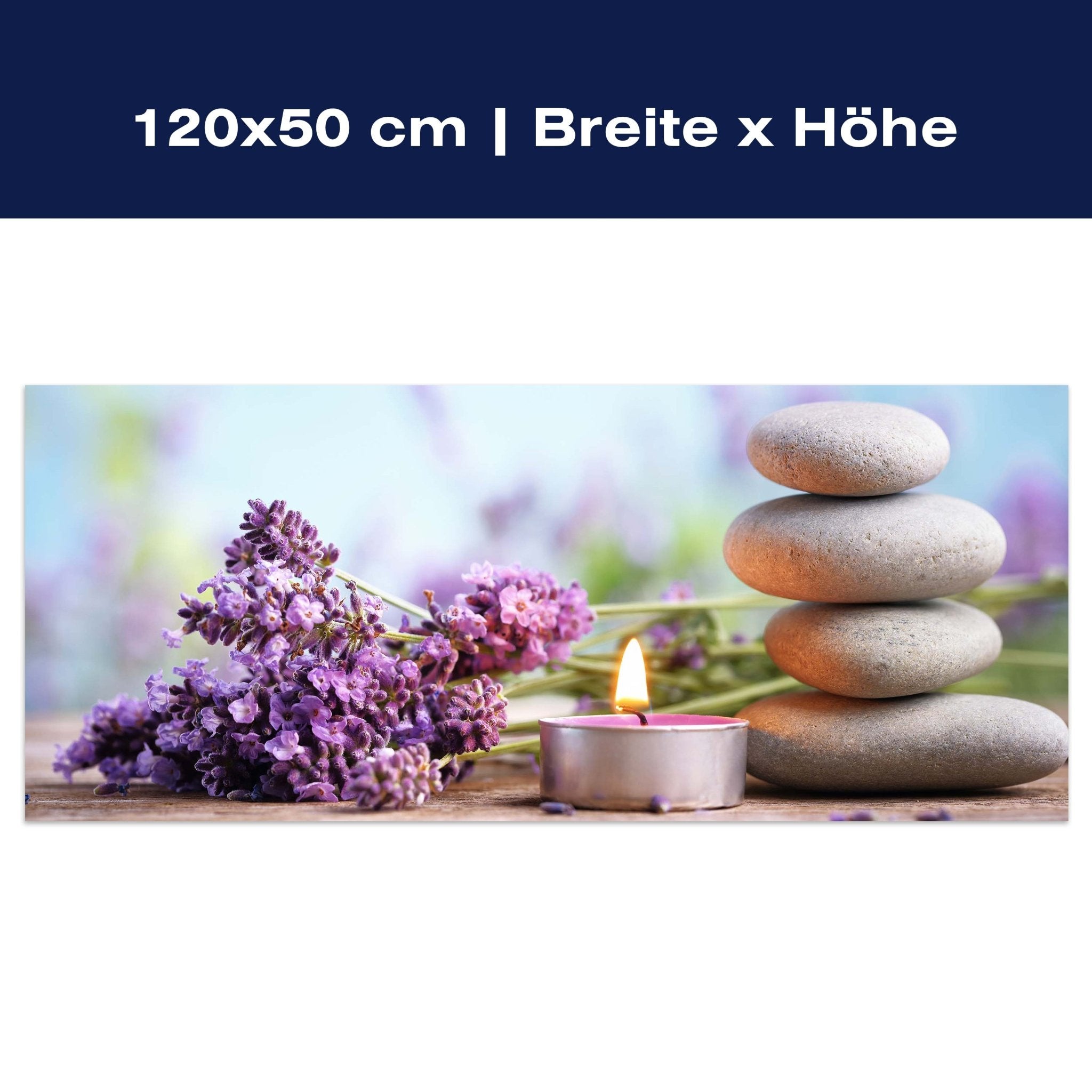 Leinwandbild Teelicht, Steine, Lavendel, Wellness M1102 Leinwandbild Teelicht, Steine, Lavendel, Wellness M1102