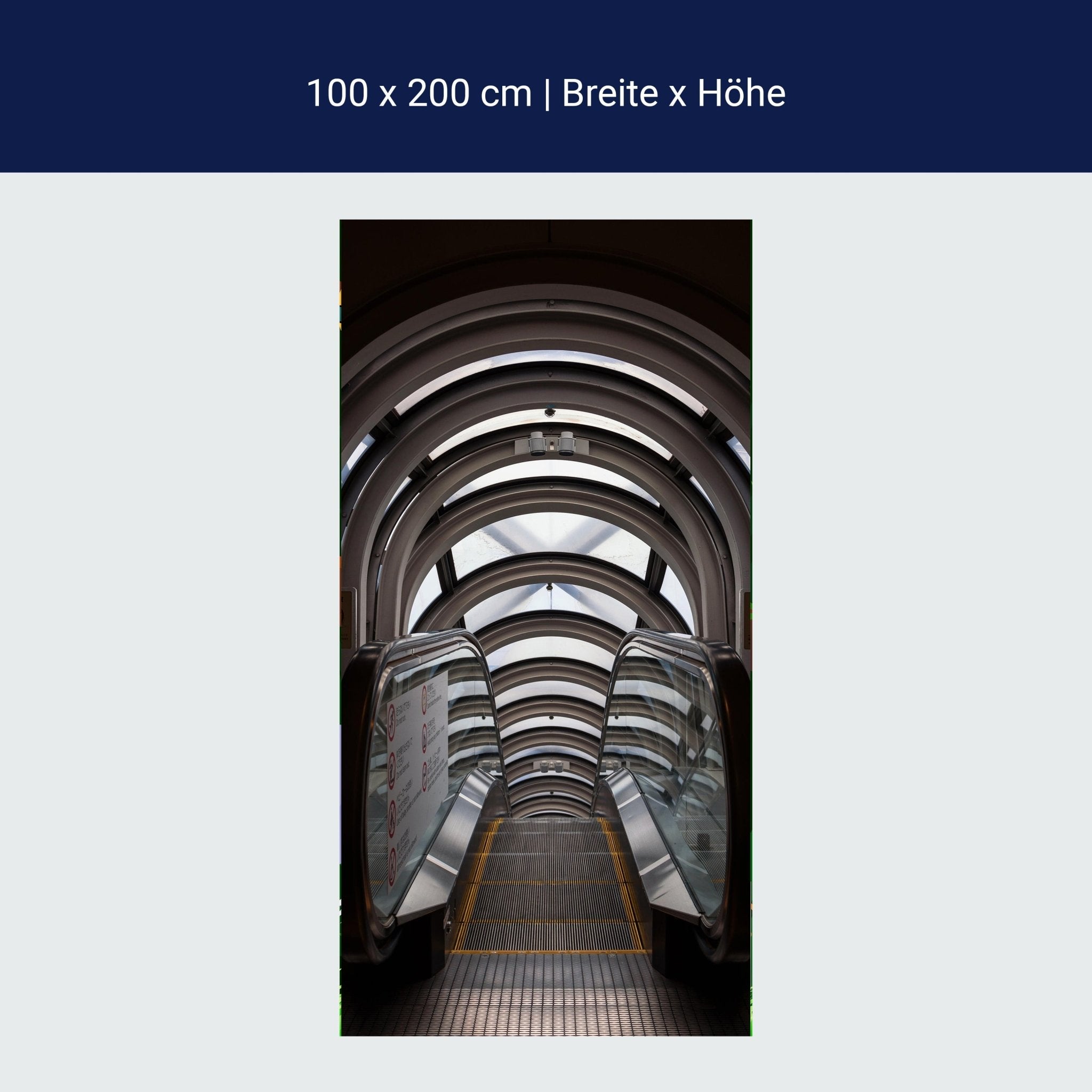 Türtapete Rolltreppe abwärts, Glas, Metall, Bögen M1103 Türtapete Rolltreppe abwärts, Glas, Metall, Bögen M1103