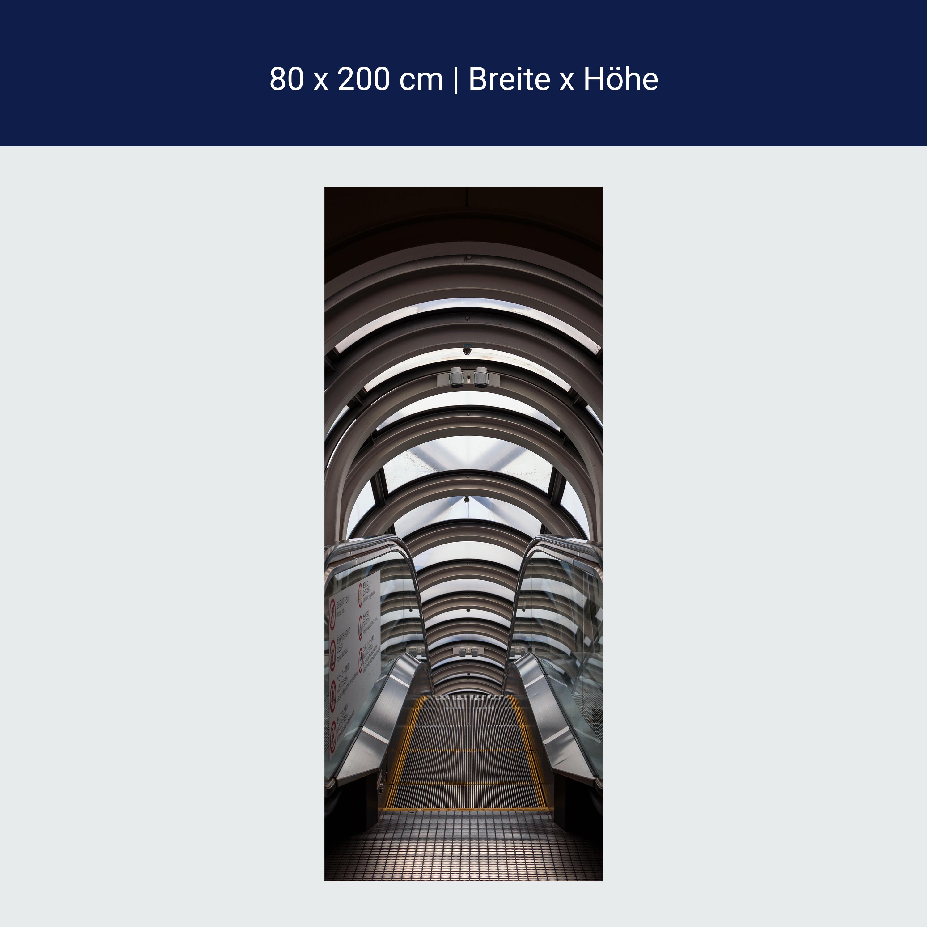 Türtapete Rolltreppe abwärts, Glas, Metall, Bögen M1103 Türtapete Rolltreppe abwärts, Glas, Metall, Bögen M1103