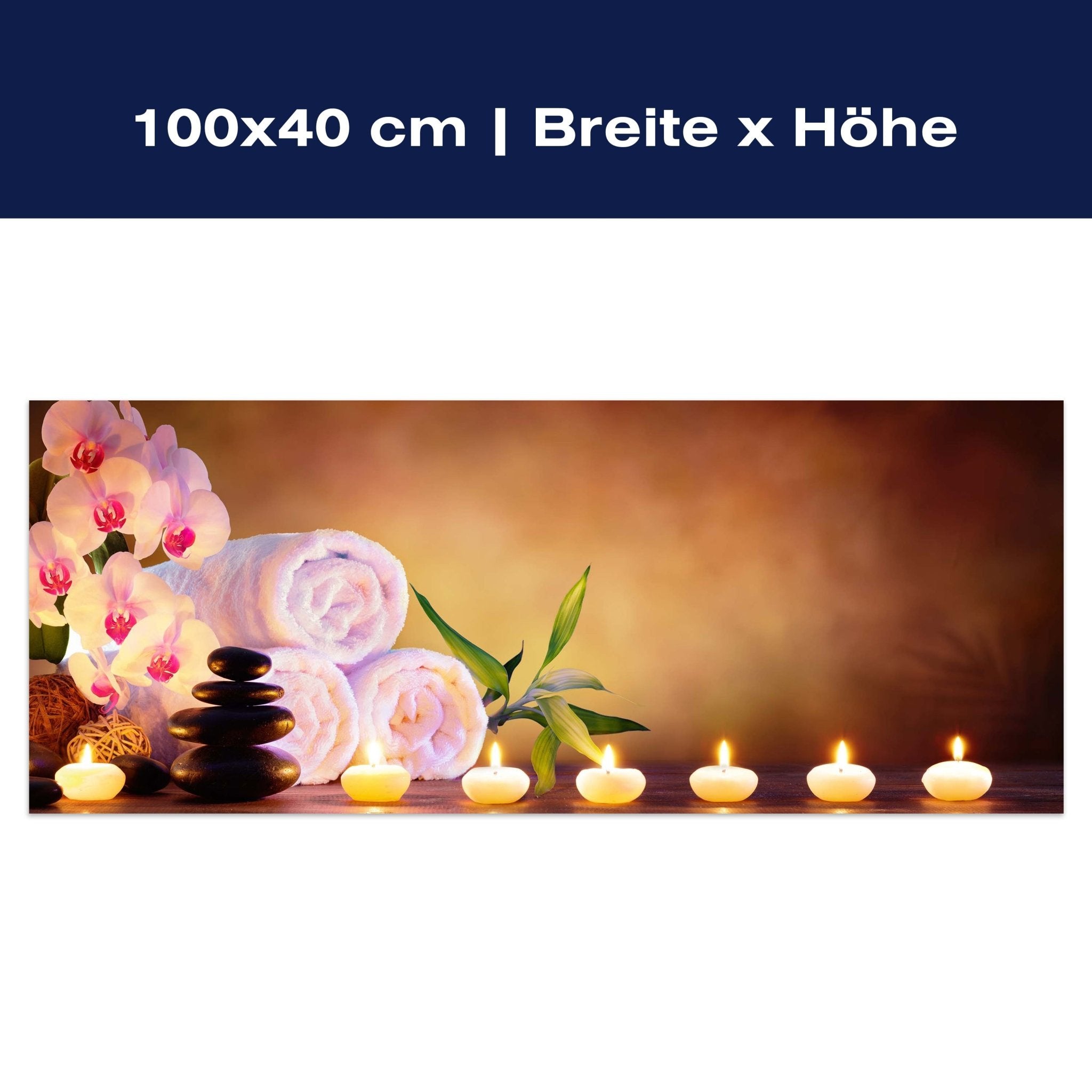 Leinwandbild Kerzen, Steine, Kirschblüten, Bambus M1104 Leinwandbild Kerzen, Steine, Kirschblüten, Bambus M1104