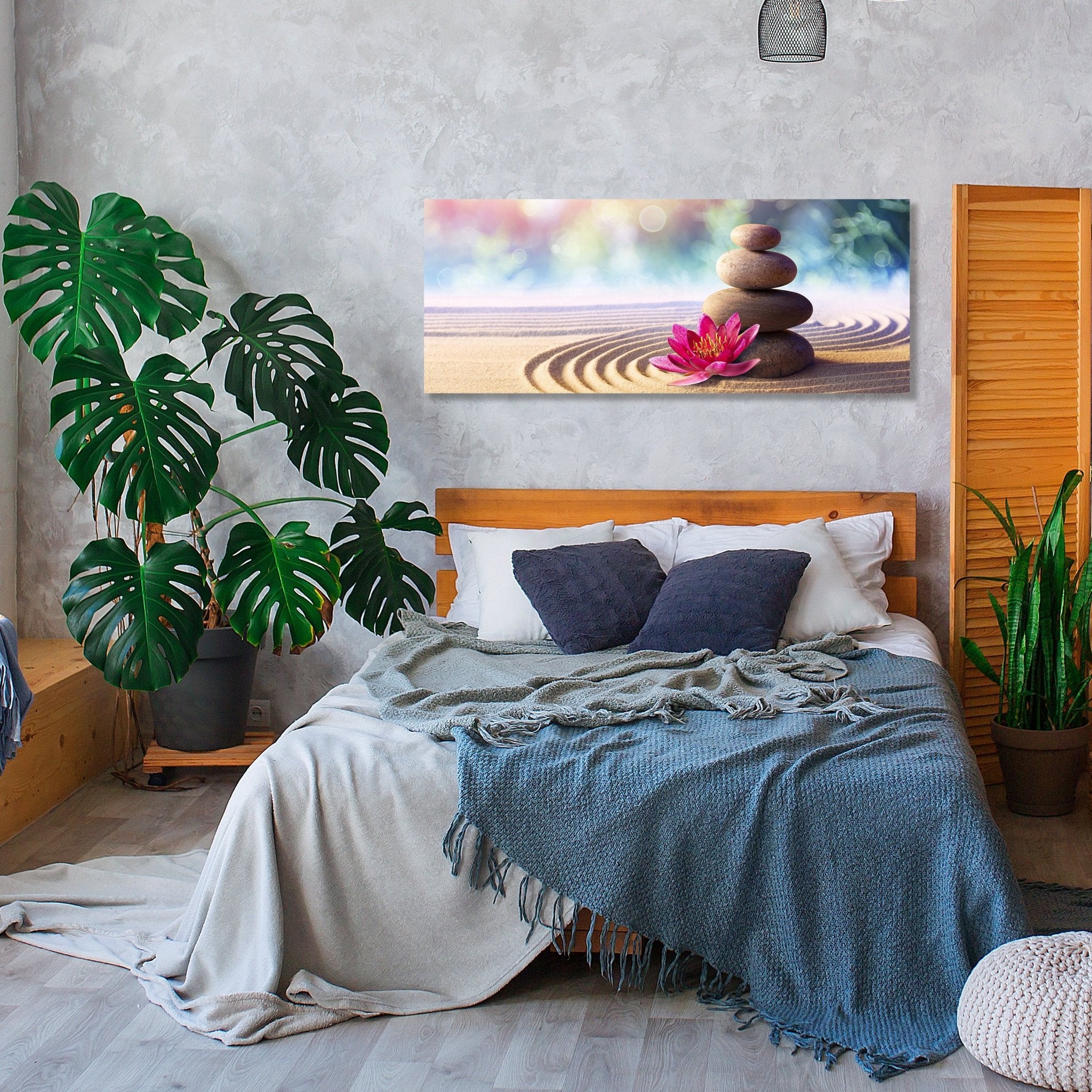 Leinwandbild Lotus, Steine, Sand, Kreise, Zen Garten M1107 kaufen - Bild 2 Leinwandbild Lotus, Steine, Sand, Kreise, Zen Garten M1107 kaufen - Bild 2