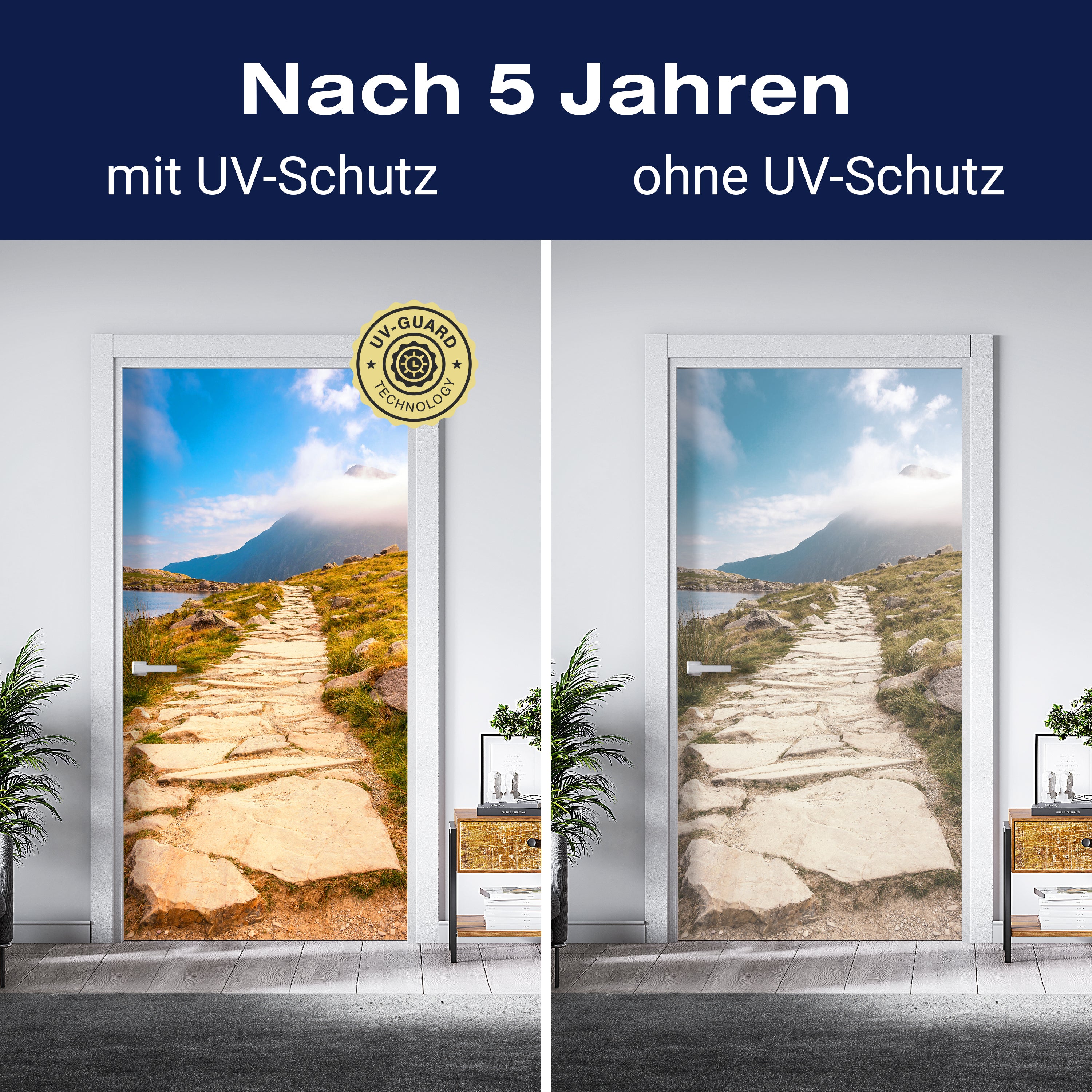 Türtapete Stein-weg an Berg-see, Gebirge, Wolken M1113 - Bild 4 Türtapete Stein-weg an Berg-see, Gebirge, Wolken M1113 - Bild 4