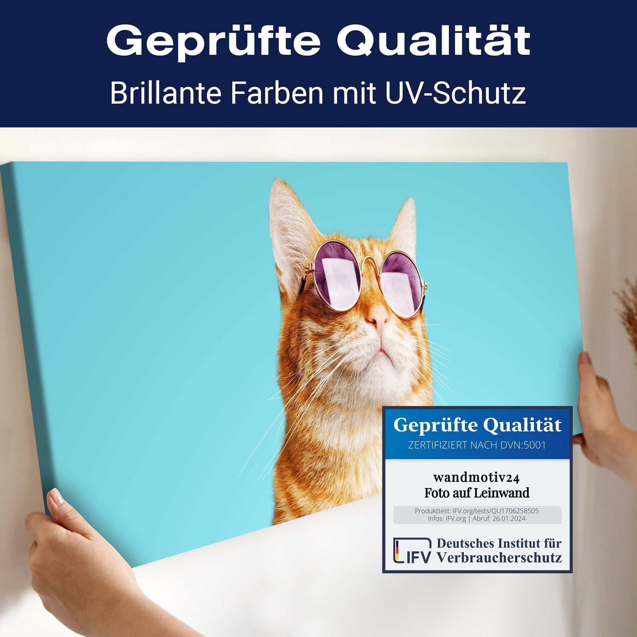 Leinwandbild gestreifte Katze, violette Sonnenbrille M1120 kaufen - Bild 4 Leinwandbild gestreifte Katze, violette Sonnenbrille M1120 kaufen - Bild 4