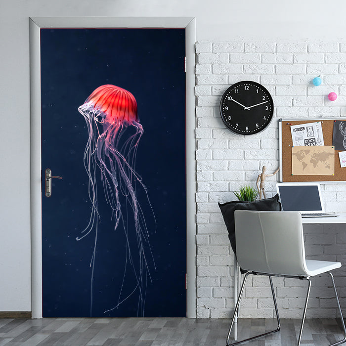 Türtapete Rote Qualle im Meer, Dunkelheit, Tier M1121 - Bild 1 Türtapete Rote Qualle im Meer, Dunkelheit, Tier M1121 - Bild 1