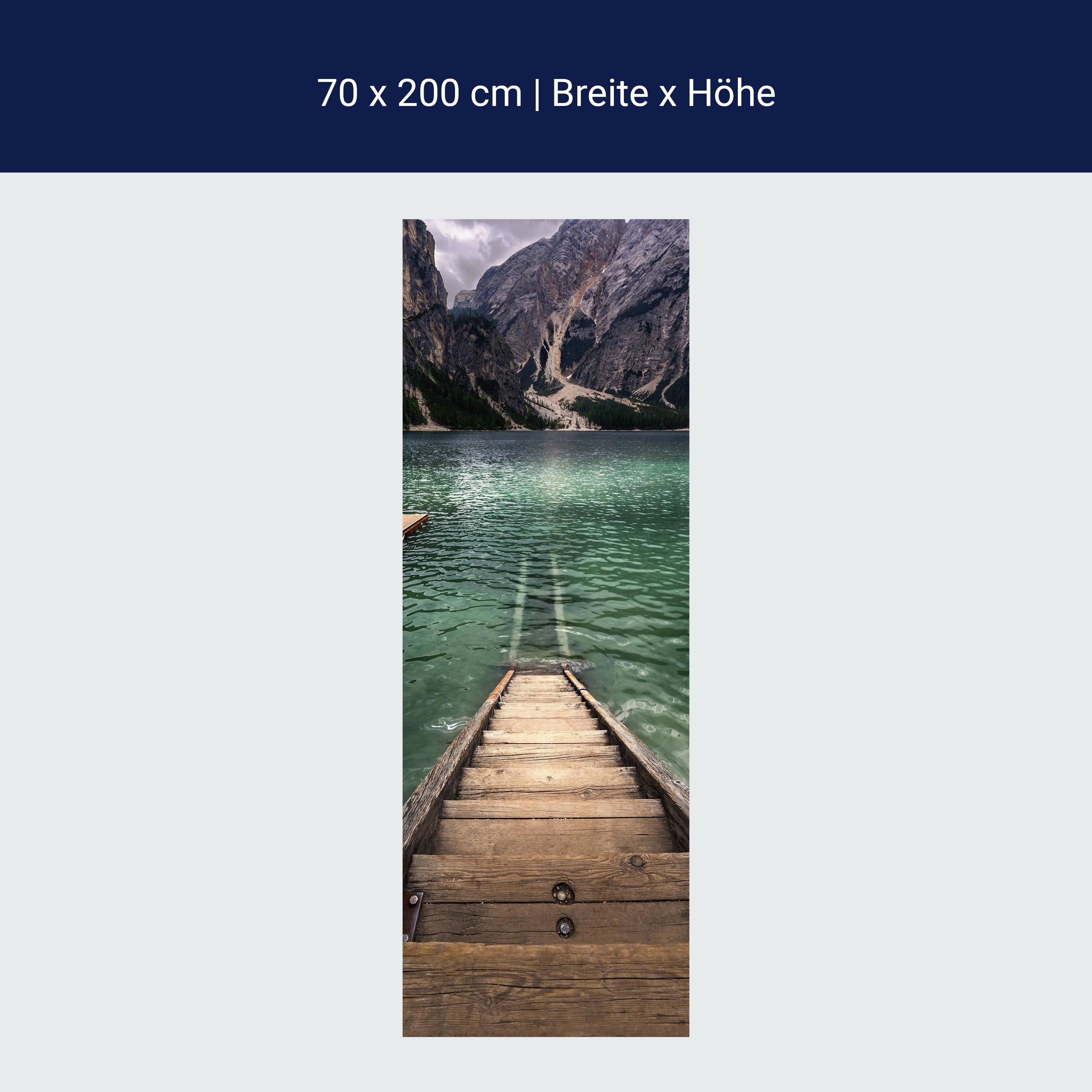 Türtapete Holz-treppe im See, Berge, Gebirge M1125 Türtapete Holz-treppe im See, Berge, Gebirge M1125