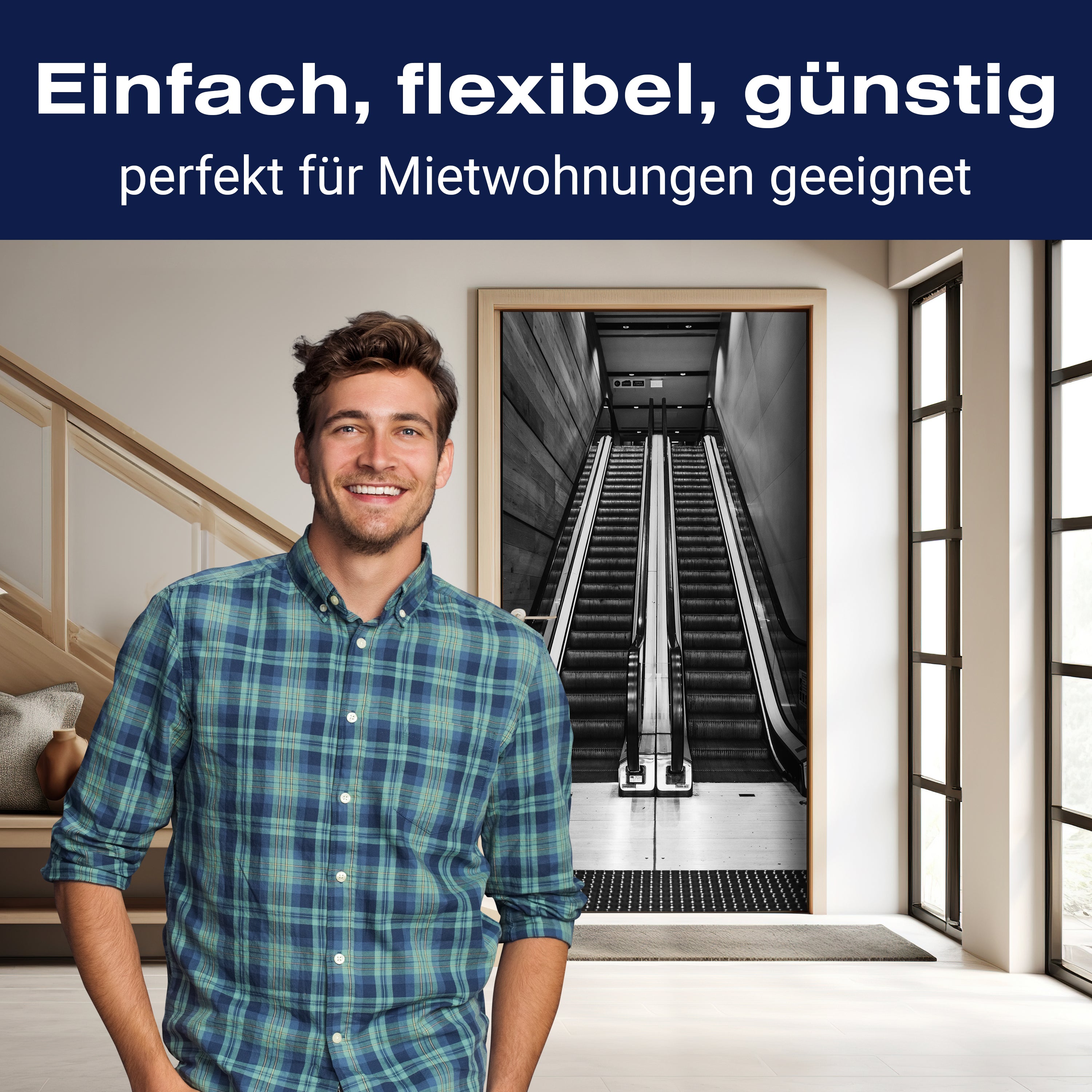 Türtapete 2 Roll-treppen nebeneinander, Treppe M1133 - Bild 3 Türtapete 2 Roll-treppen nebeneinander, Treppe M1133 - Bild 3