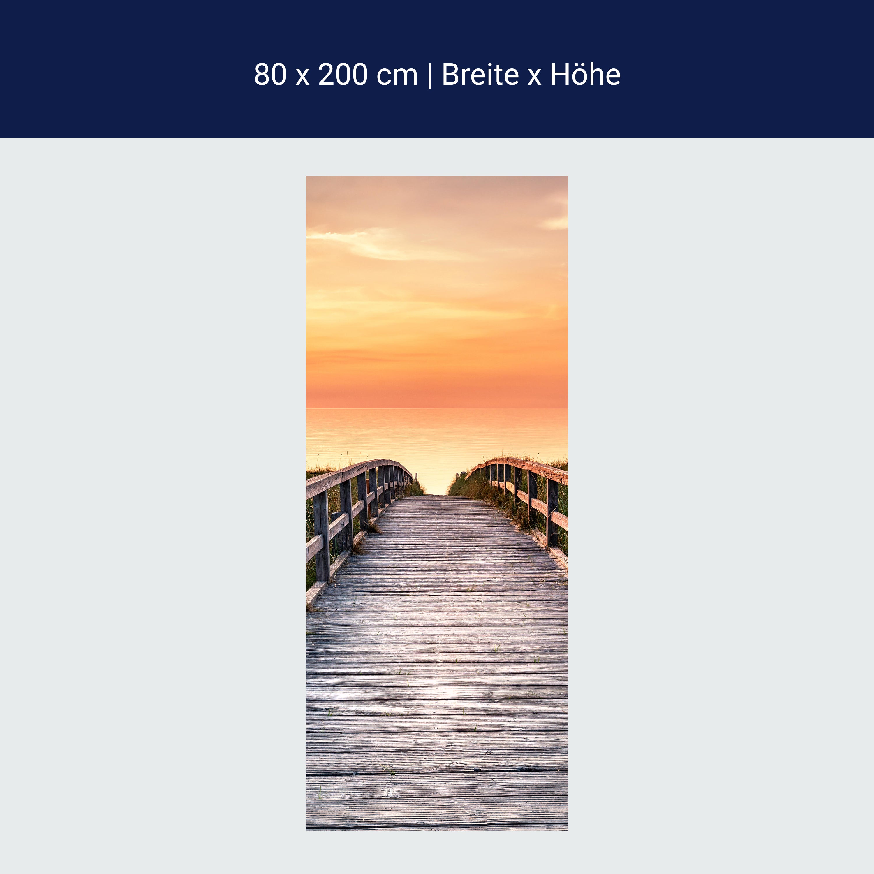 Türtapete Holz-steg zum Meer, Abend-rot, Sonne M1135 Türtapete Holz-steg zum Meer, Abend-rot, Sonne M1135