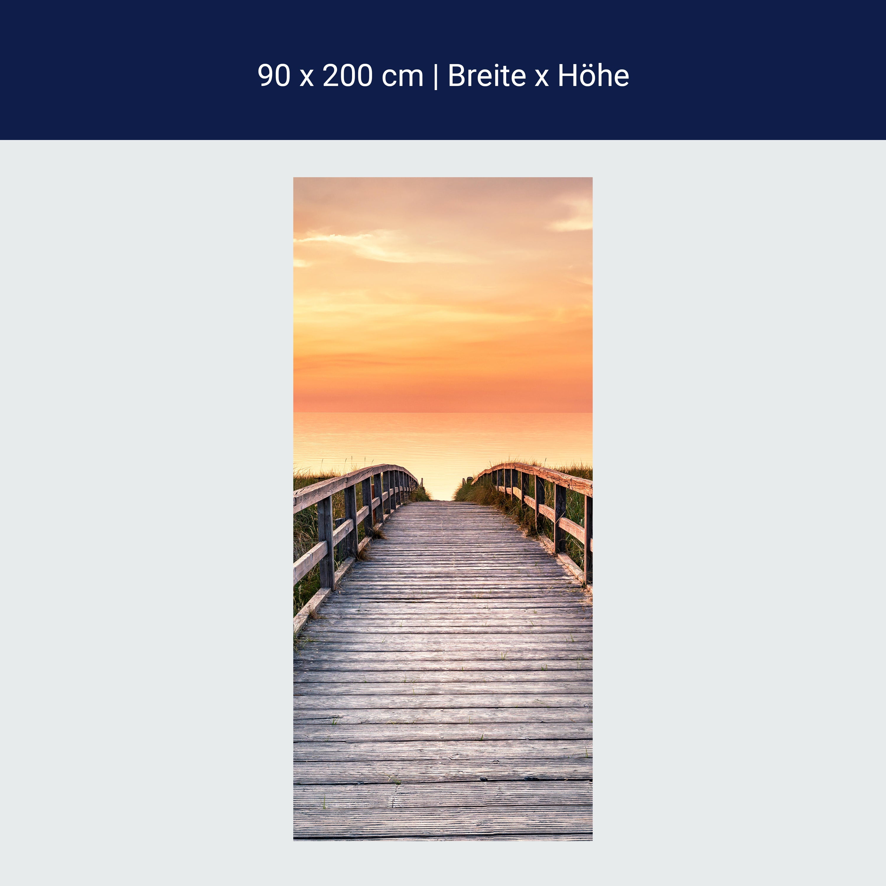 Türtapete Holz-steg zum Meer, Abend-rot, Sonne M1135 Türtapete Holz-steg zum Meer, Abend-rot, Sonne M1135