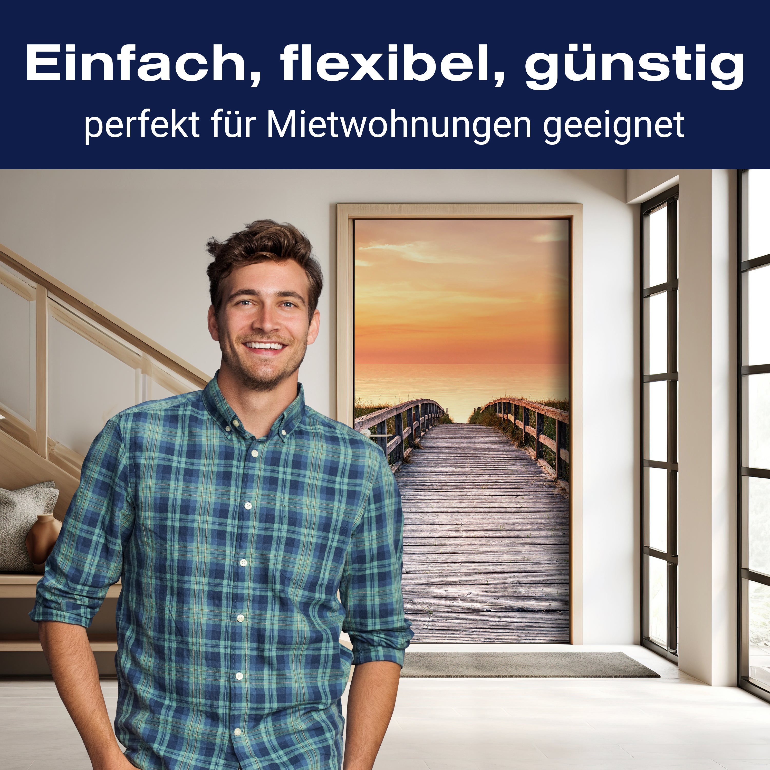 Türtapete Holz-steg zum Meer, Abend-rot, Sonne M1135 - Bild 3 Türtapete Holz-steg zum Meer, Abend-rot, Sonne M1135 - Bild 3