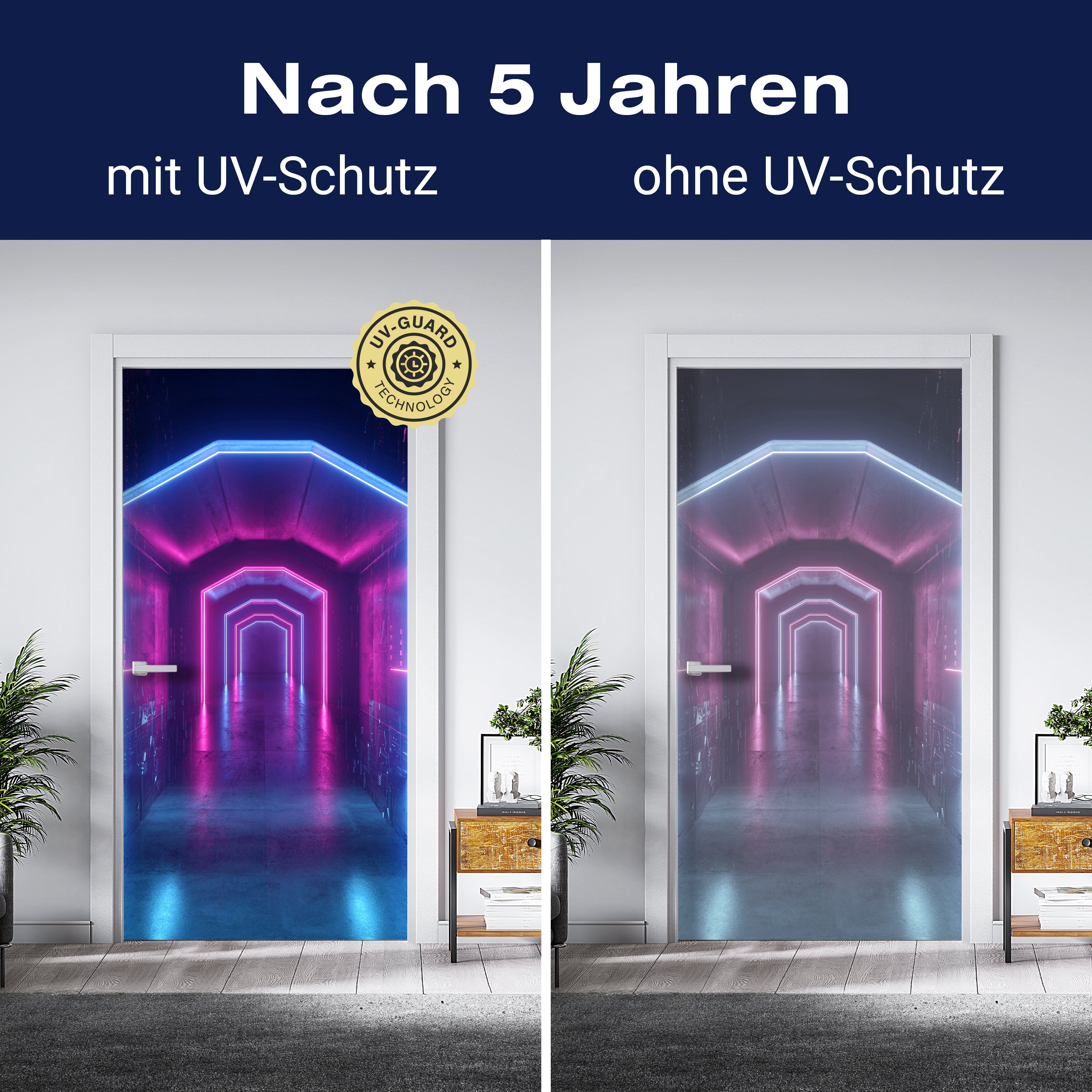 Türtapete Tunnel mit Neon-licht, Blau, Pink, Licht M1138 - Bild 4 Türtapete Tunnel mit Neon-licht, Blau, Pink, Licht M1138 - Bild 4