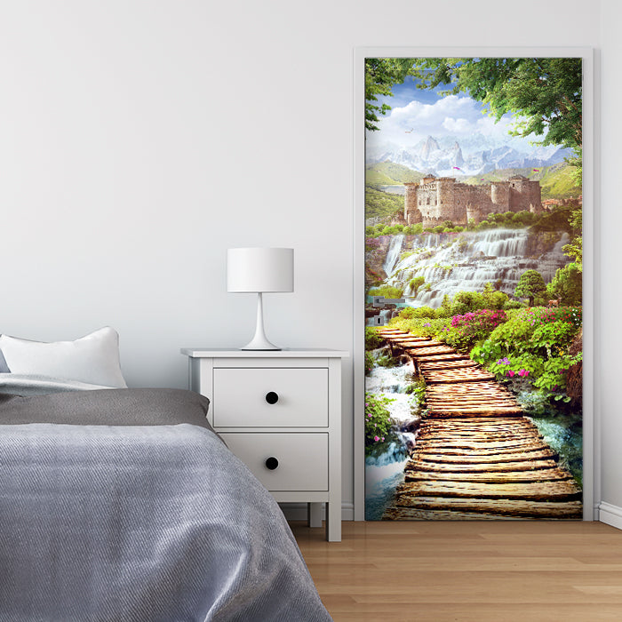 Türtapete Burg in den Bergen, Gebirge, Holz-steg M1140 - Bild 1 Türtapete Burg in den Bergen, Gebirge, Holz-steg M1140 - Bild 1