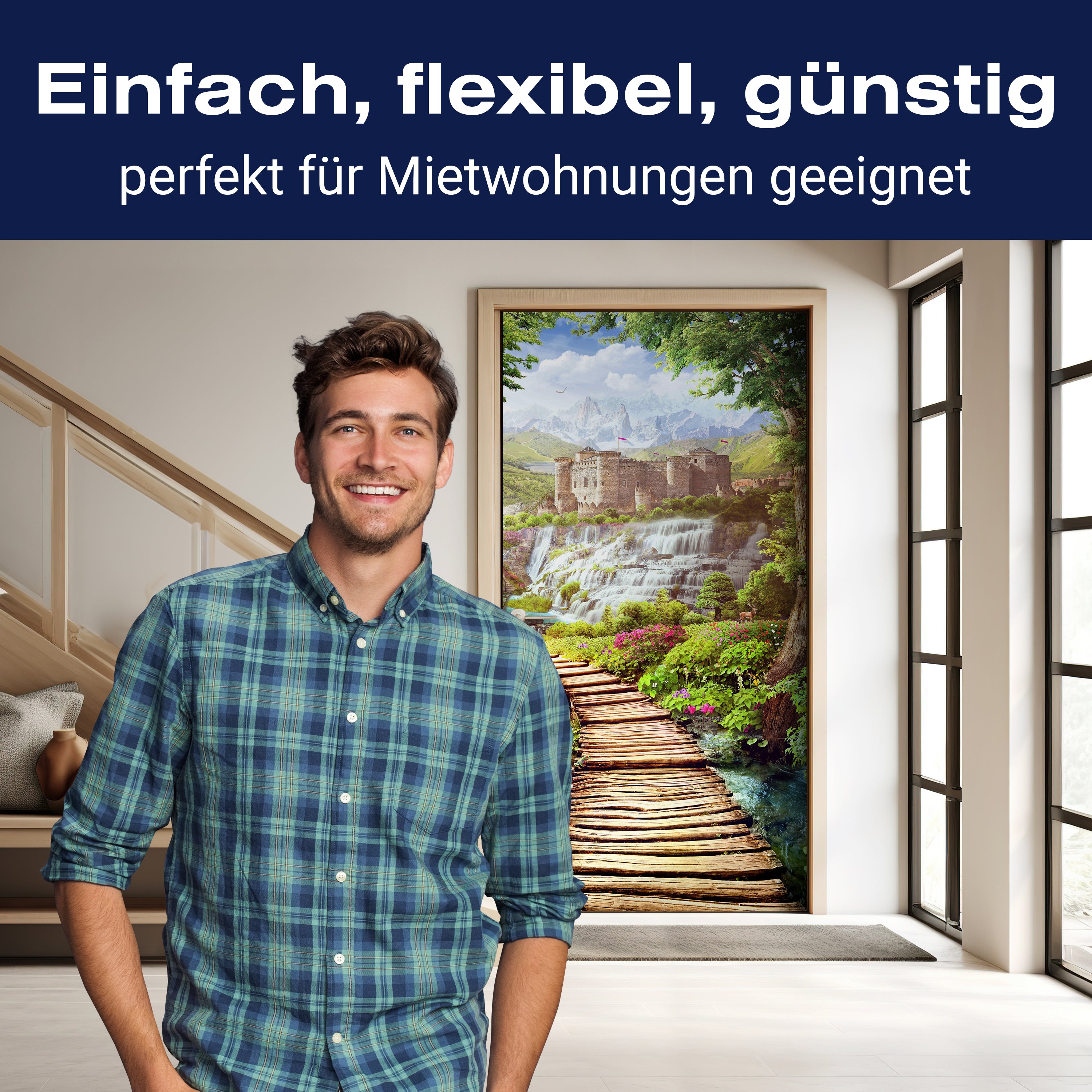 Türtapete Burg in den Bergen, Gebirge, Holz-steg M1140 - Bild 3 Türtapete Burg in den Bergen, Gebirge, Holz-steg M1140 - Bild 3