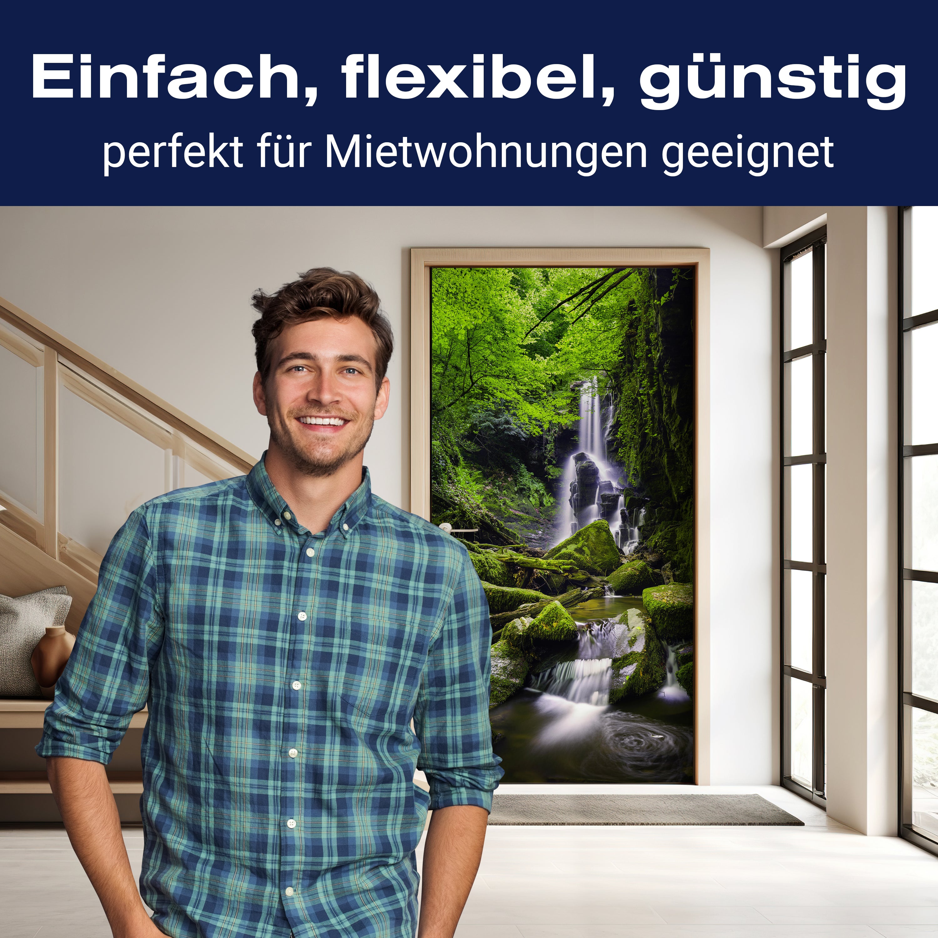 Türtapete Wasser-fall im Ur-wald, Steine, Felsen M1141 - Bild 3 Türtapete Wasser-fall im Ur-wald, Steine, Felsen M1141 - Bild 3