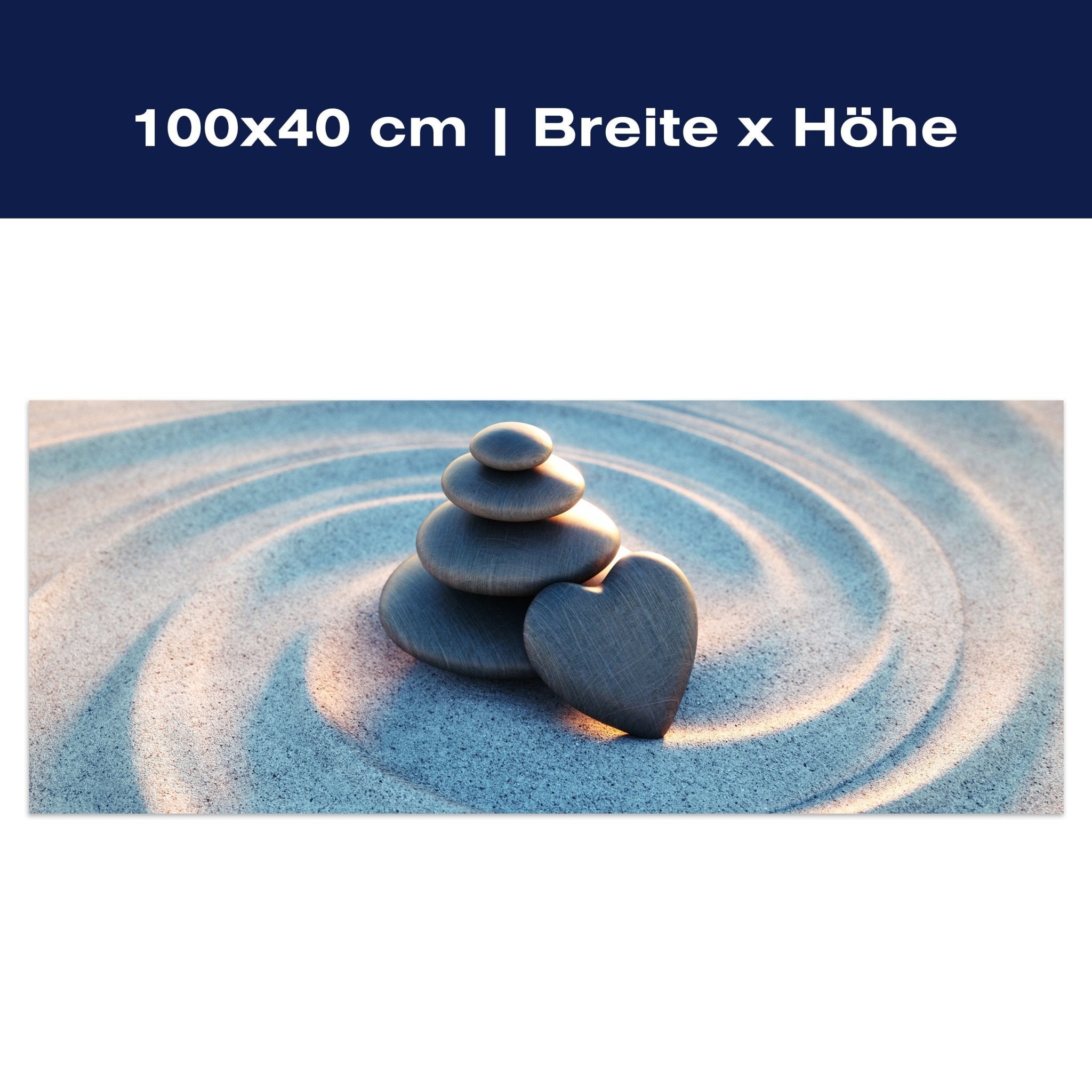 Leinwandbild Turm aus Kieselsteinen mit Kiesel in Herzform M1142 Leinwandbild Turm aus Kieselsteinen mit Kiesel in Herzform M1142