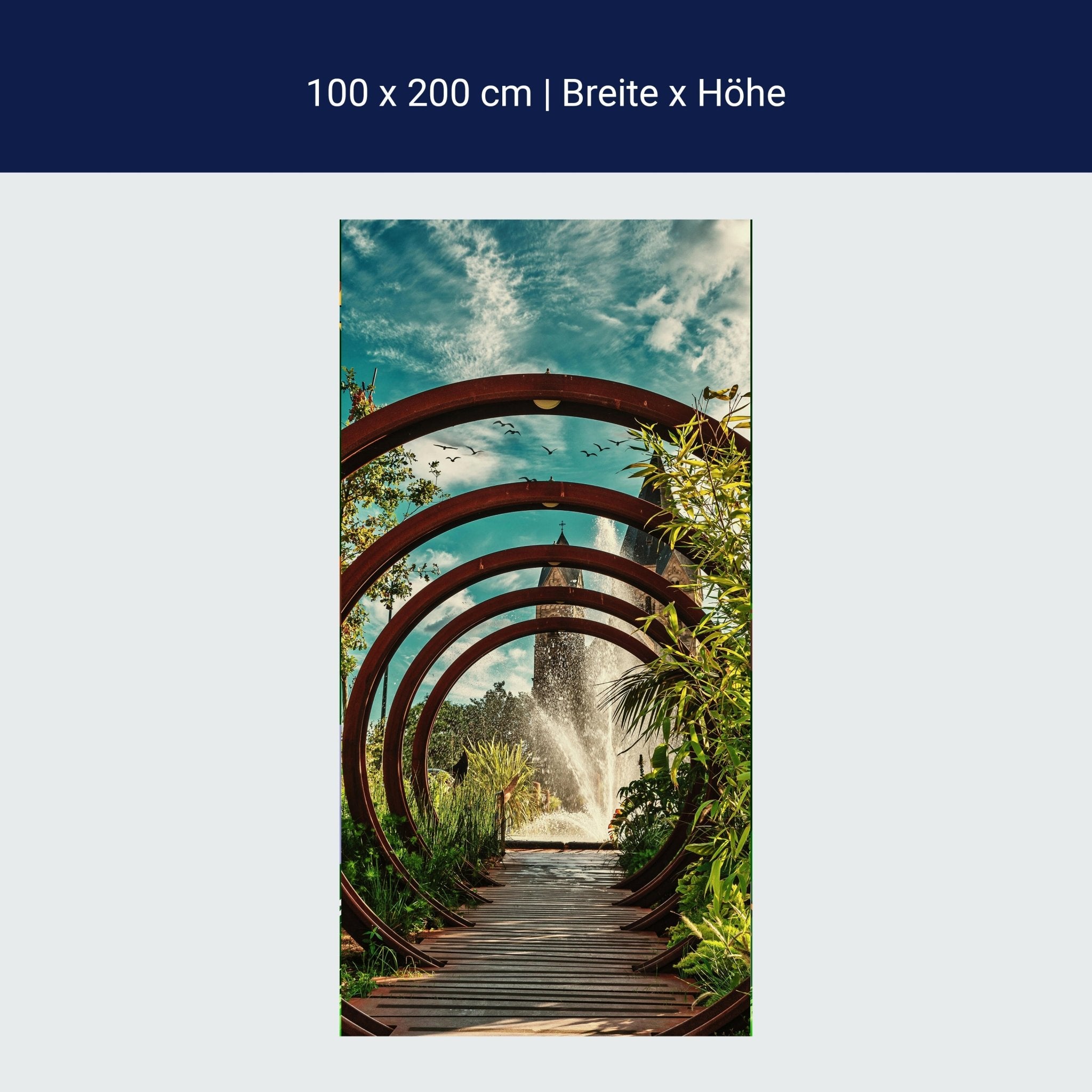 Türtapete Holz-steg mit Ringen, Tunnel, Schloss M1142 Türtapete Holz-steg mit Ringen, Tunnel, Schloss M1142