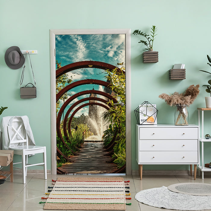 Türtapete Holz-steg mit Ringen, Tunnel, Schloss M1142 - Bild 1 Türtapete Holz-steg mit Ringen, Tunnel, Schloss M1142 - Bild 1