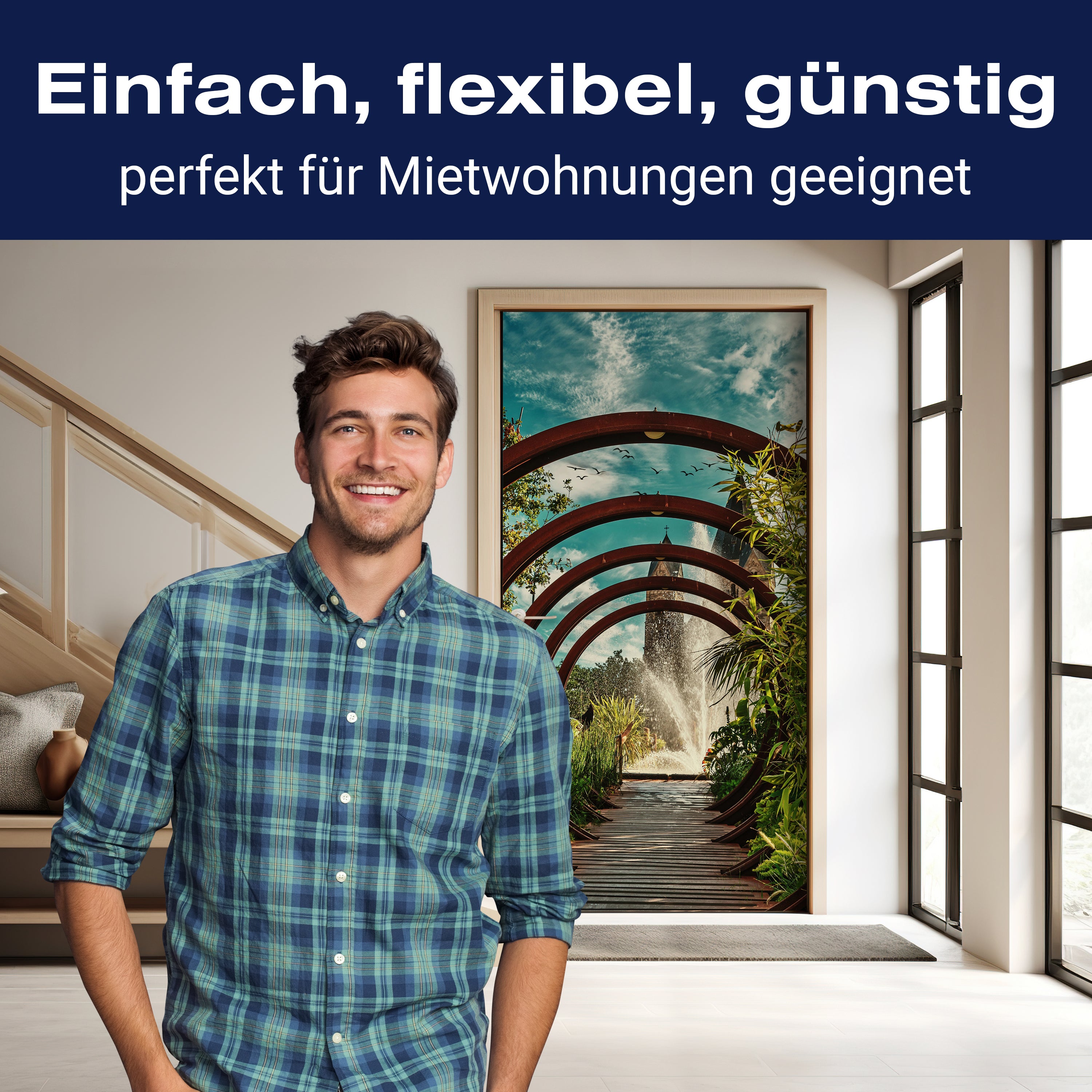 Türtapete Holz-steg mit Ringen, Tunnel, Schloss M1142 - Bild 3 Türtapete Holz-steg mit Ringen, Tunnel, Schloss M1142 - Bild 3