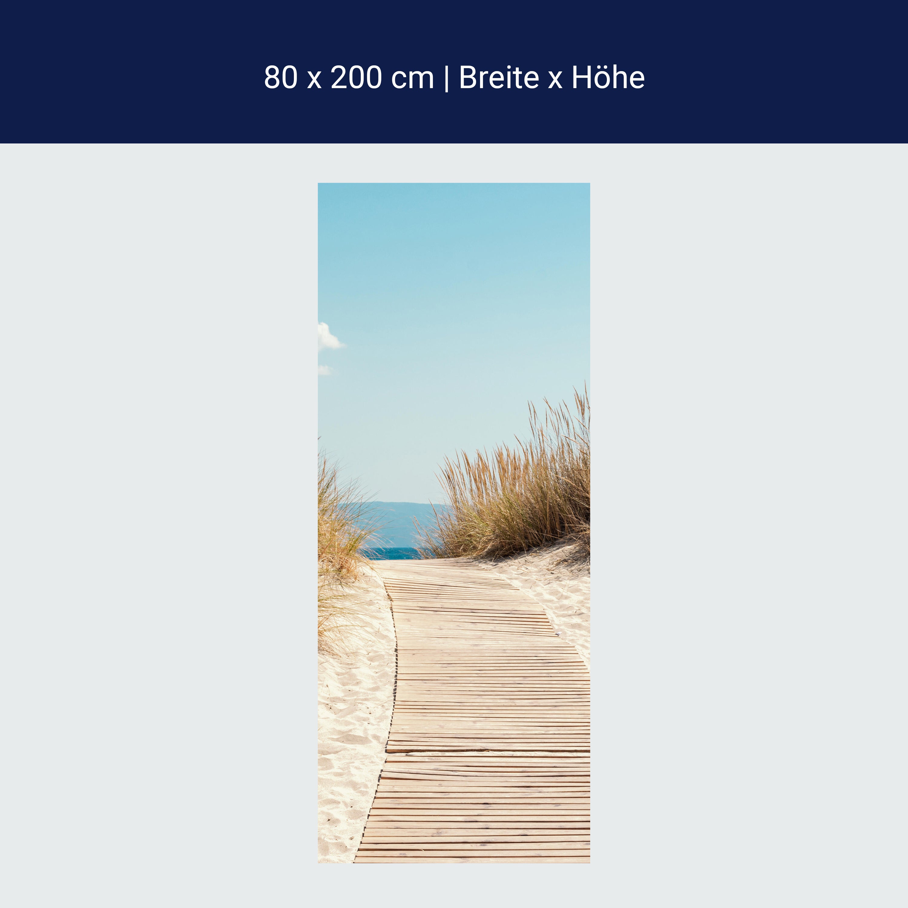 Türtapete Holz-weg an den Strand, Gräser, Meer M1143 Türtapete Holz-weg an den Strand, Gräser, Meer M1143