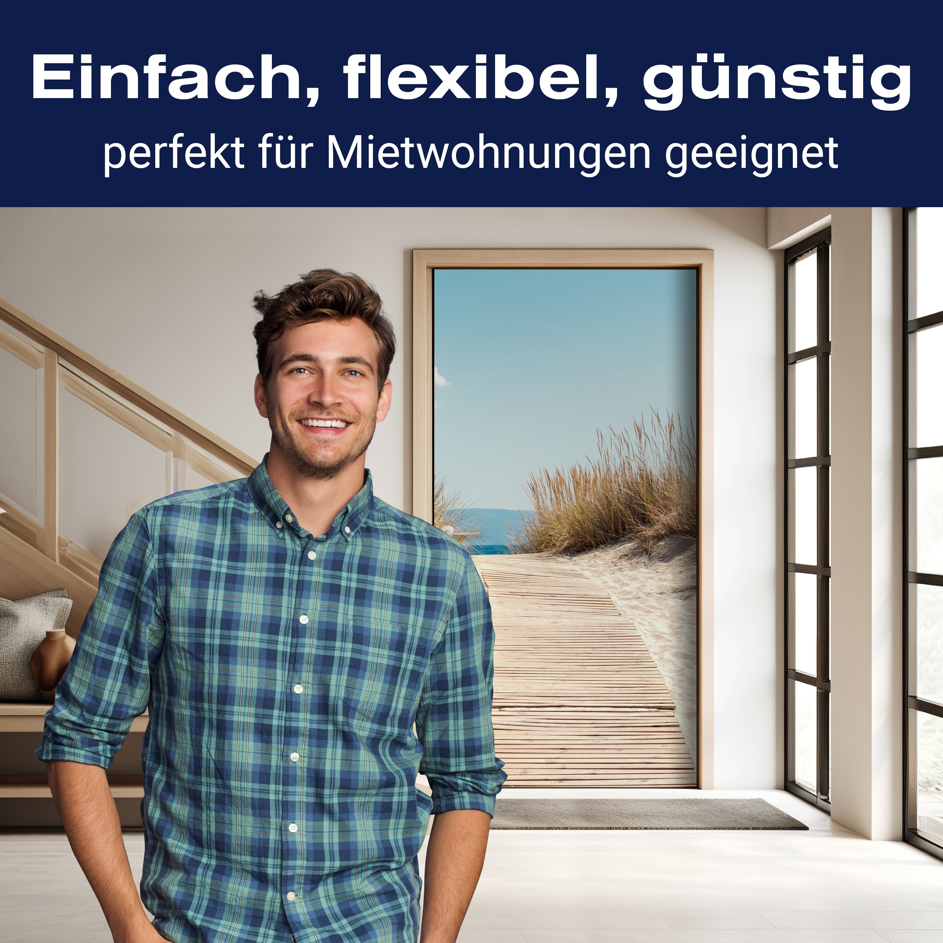 Türtapete Holz-weg an den Strand, Gräser, Meer M1143 - Bild 3 Türtapete Holz-weg an den Strand, Gräser, Meer M1143 - Bild 3