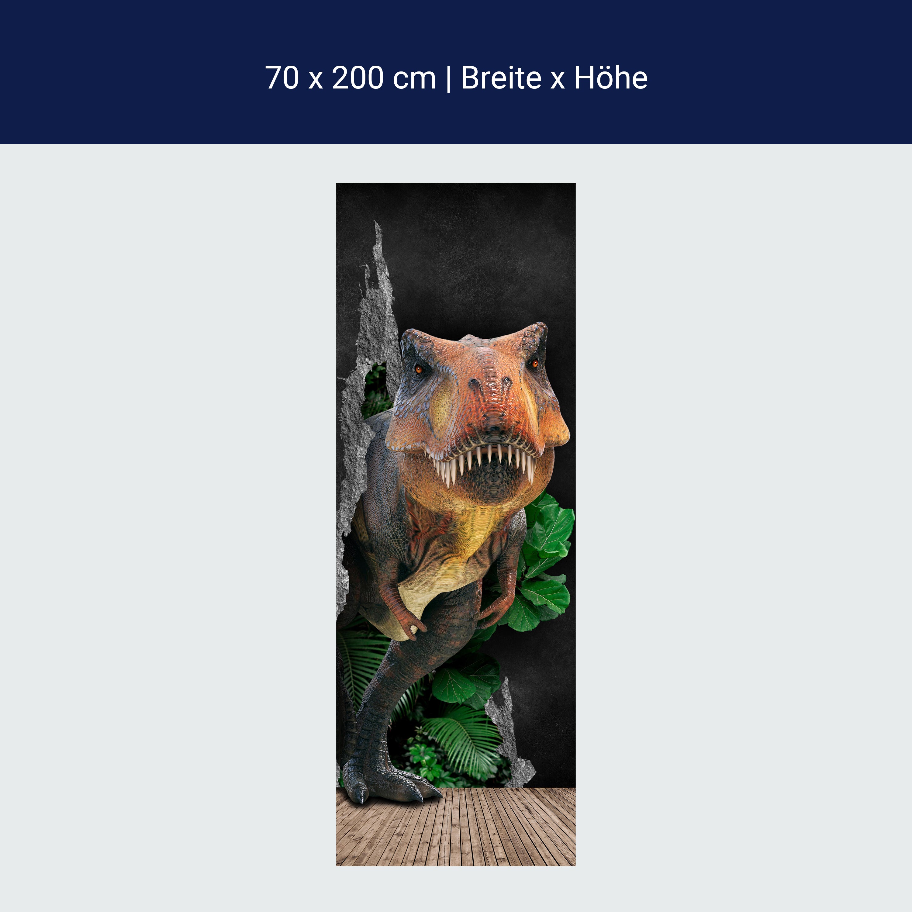 Türtapete T-Rex aus dem Dschungel, Dino-saurier M1147 Türtapete T-Rex aus dem Dschungel, Dino-saurier M1147