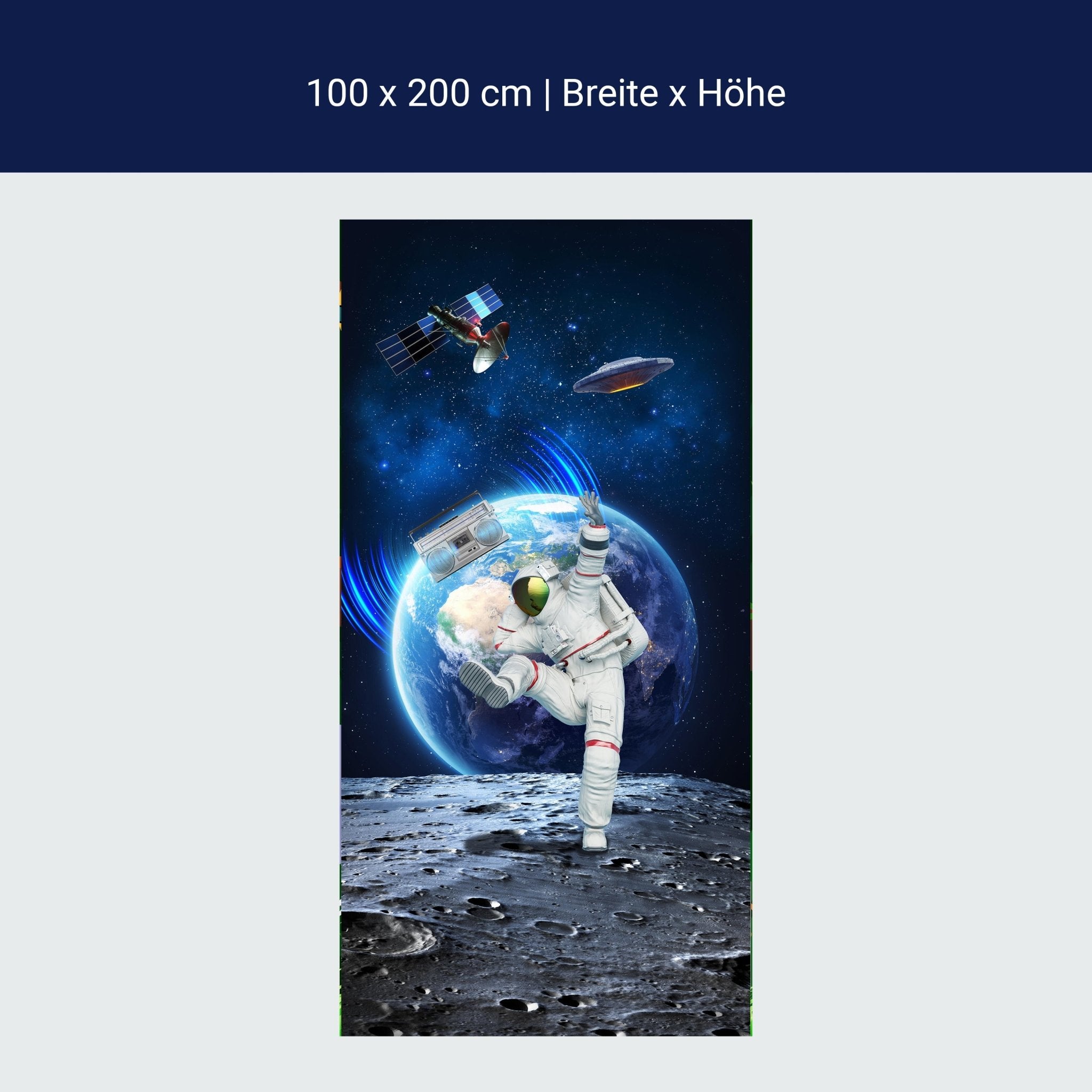 Türtapete tanzender Astronaut auf Mond, Weltraum M1151 Türtapete tanzender Astronaut auf Mond, Weltraum M1151