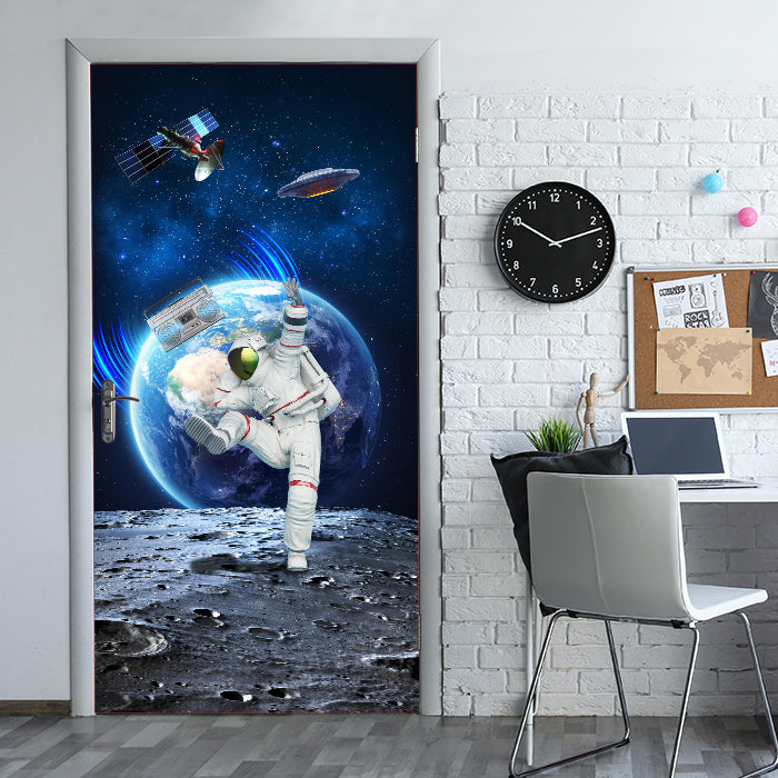 Türtapete tanzender Astronaut auf Mond, Weltraum M1151 - Bild 1 Türtapete tanzender Astronaut auf Mond, Weltraum M1151 - Bild 1