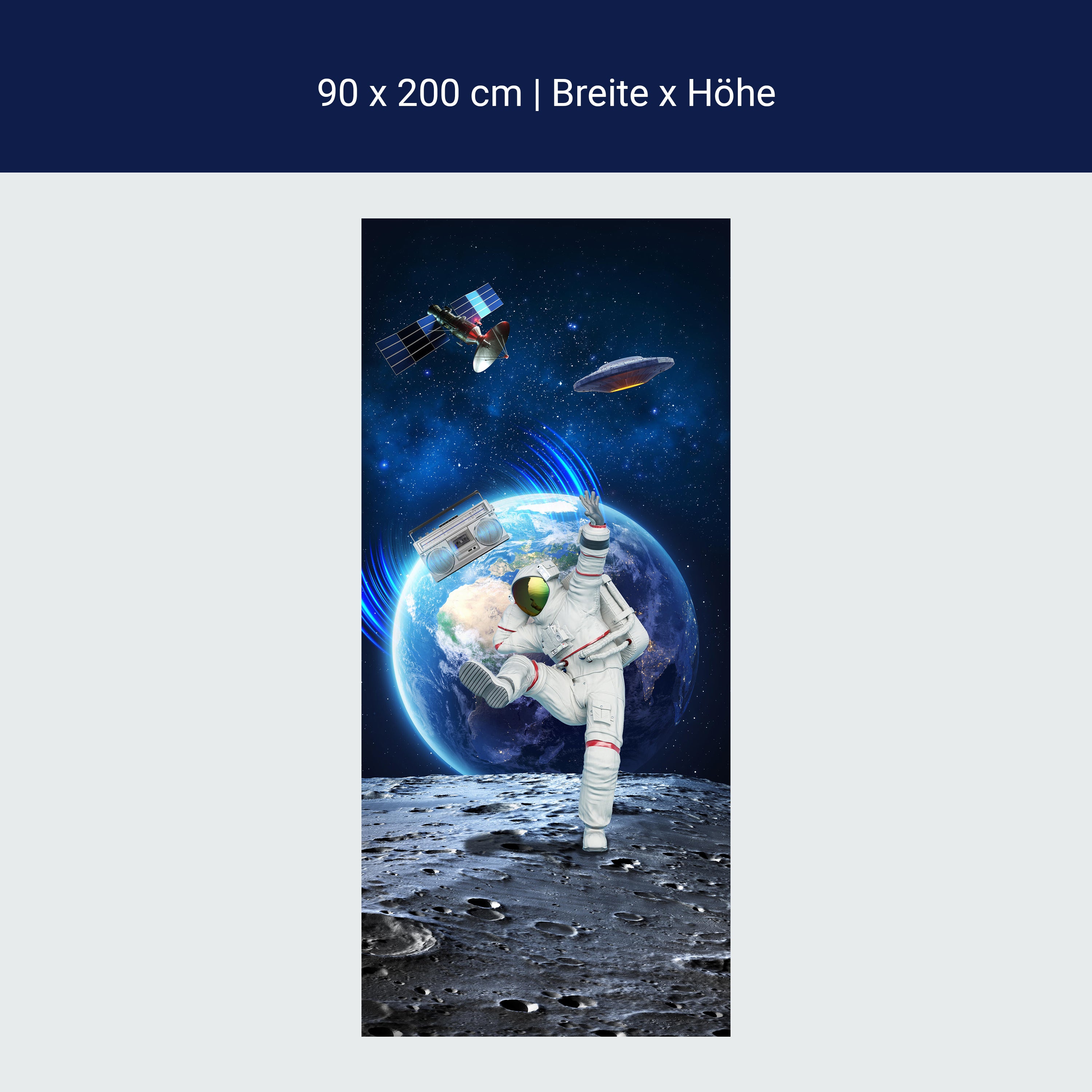 Türtapete tanzender Astronaut auf Mond, Weltraum M1151 Türtapete tanzender Astronaut auf Mond, Weltraum M1151
