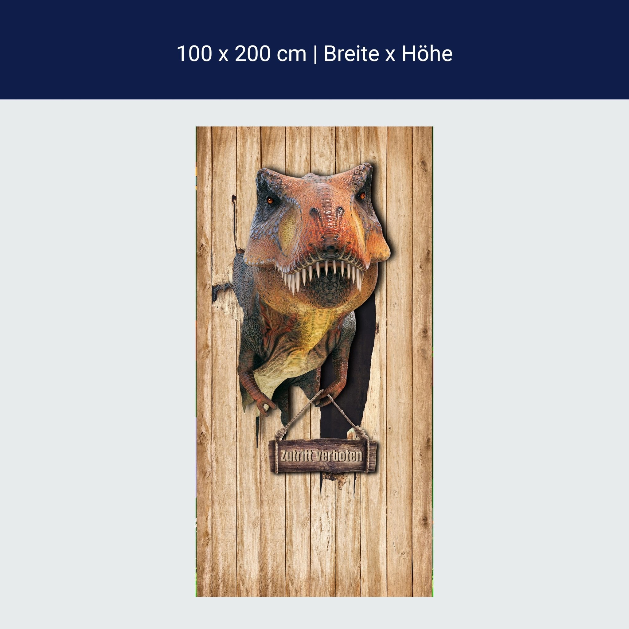 Türtapete T-Rex in Holztür, Zutritt verboten, Dino M1152 Türtapete T-Rex in Holztür, Zutritt verboten, Dino M1152