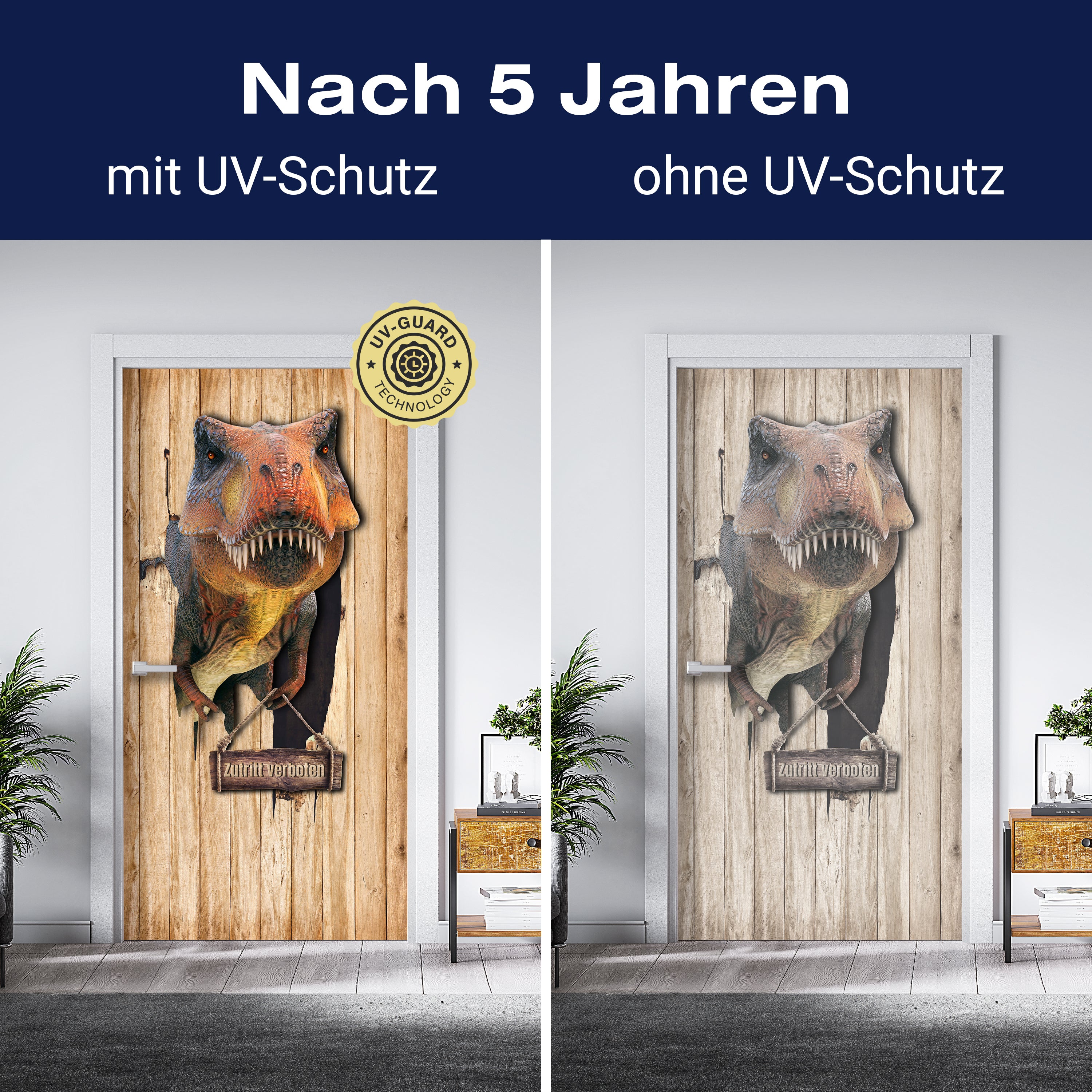 Türtapete T-Rex in Holztür, Zutritt verboten, Dino M1152 - Bild 4 Türtapete T-Rex in Holztür, Zutritt verboten, Dino M1152 - Bild 4