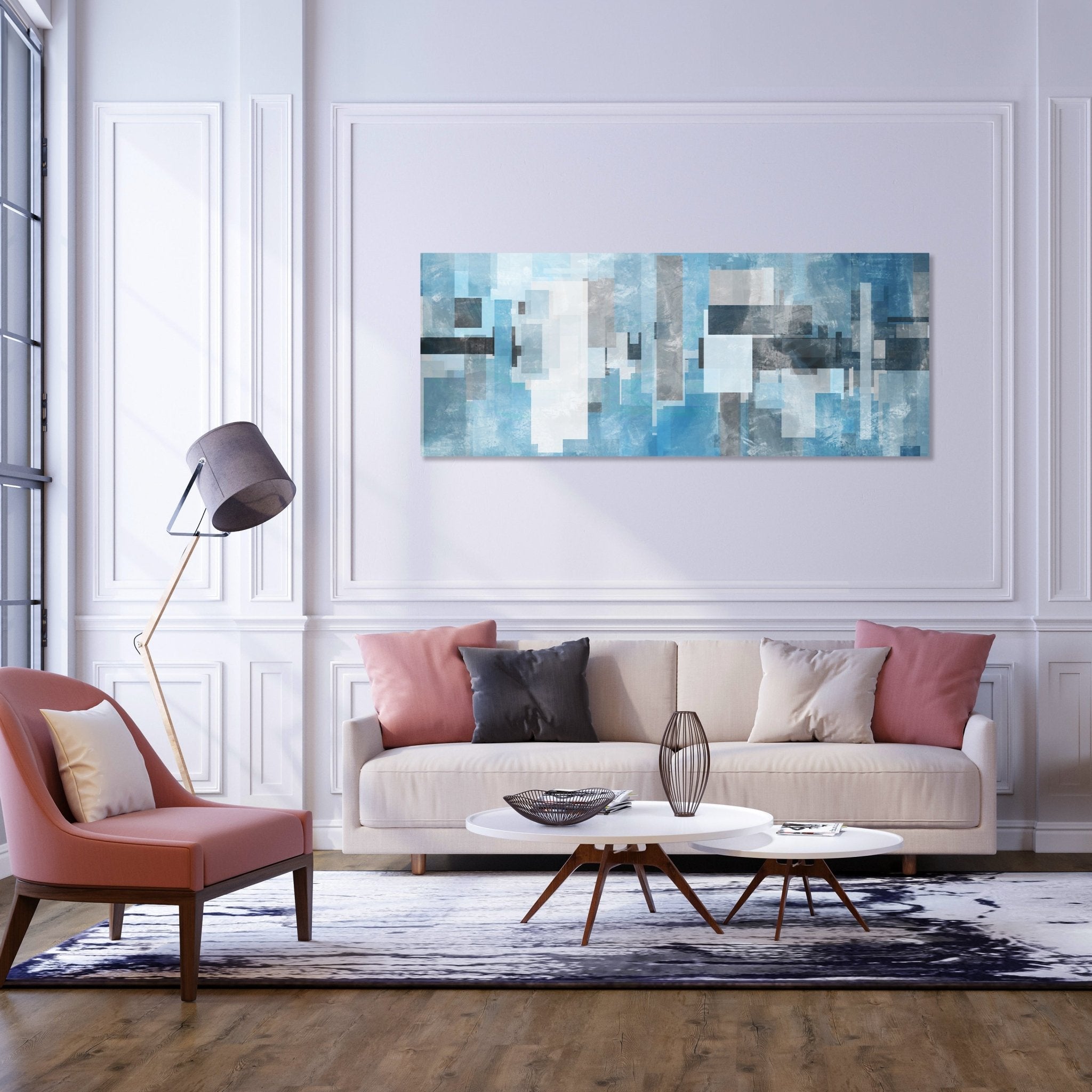 Leinwandbild Blaue Geometrie Malerei M1153 kaufen - Bild 2 Leinwandbild Blaue Geometrie Malerei M1153 kaufen - Bild 2