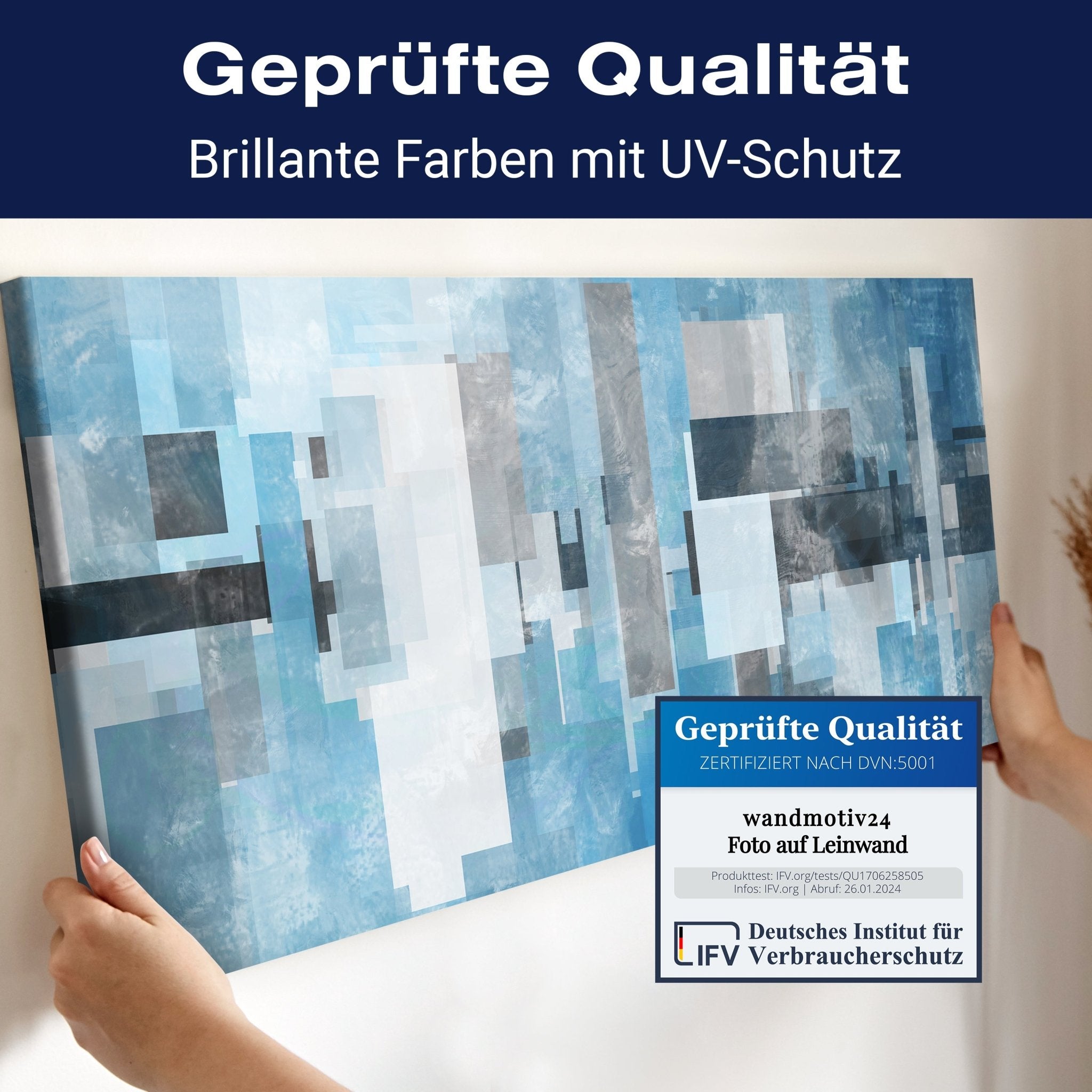 Leinwandbild Blaue Geometrie Malerei M1153 kaufen - Bild 4 Leinwandbild Blaue Geometrie Malerei M1153 kaufen - Bild 4