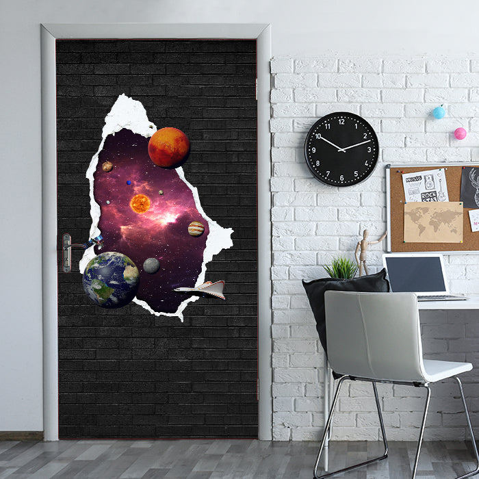 Türtapete Planeten im Weltall, Steinmauer, 3D M1153 - Bild 1 Türtapete Planeten im Weltall, Steinmauer, 3D M1153 - Bild 1