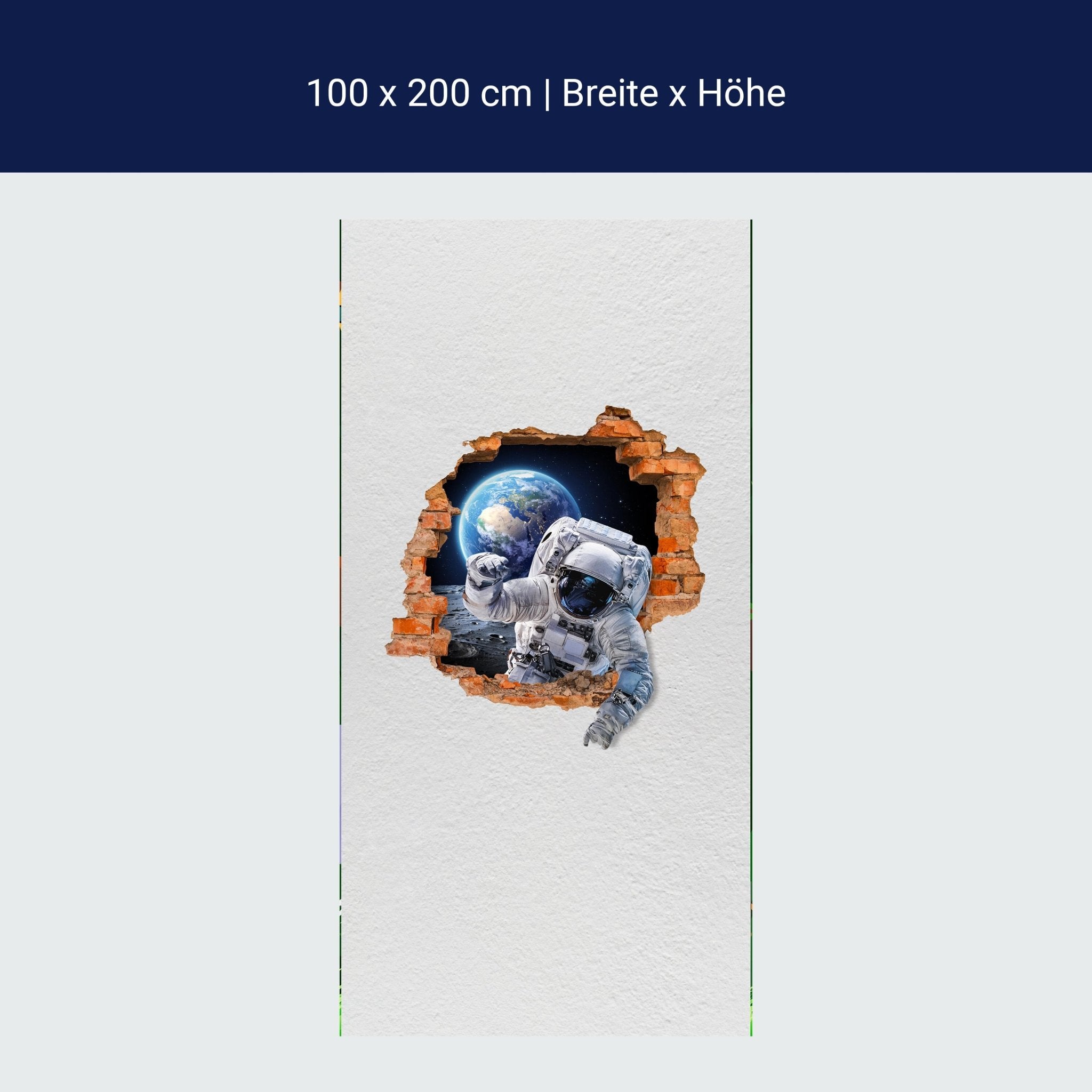 Türtapete Astronaut vom Mond, Mauer, 3D Effekt M1154 Türtapete Astronaut vom Mond, Mauer, 3D Effekt M1154