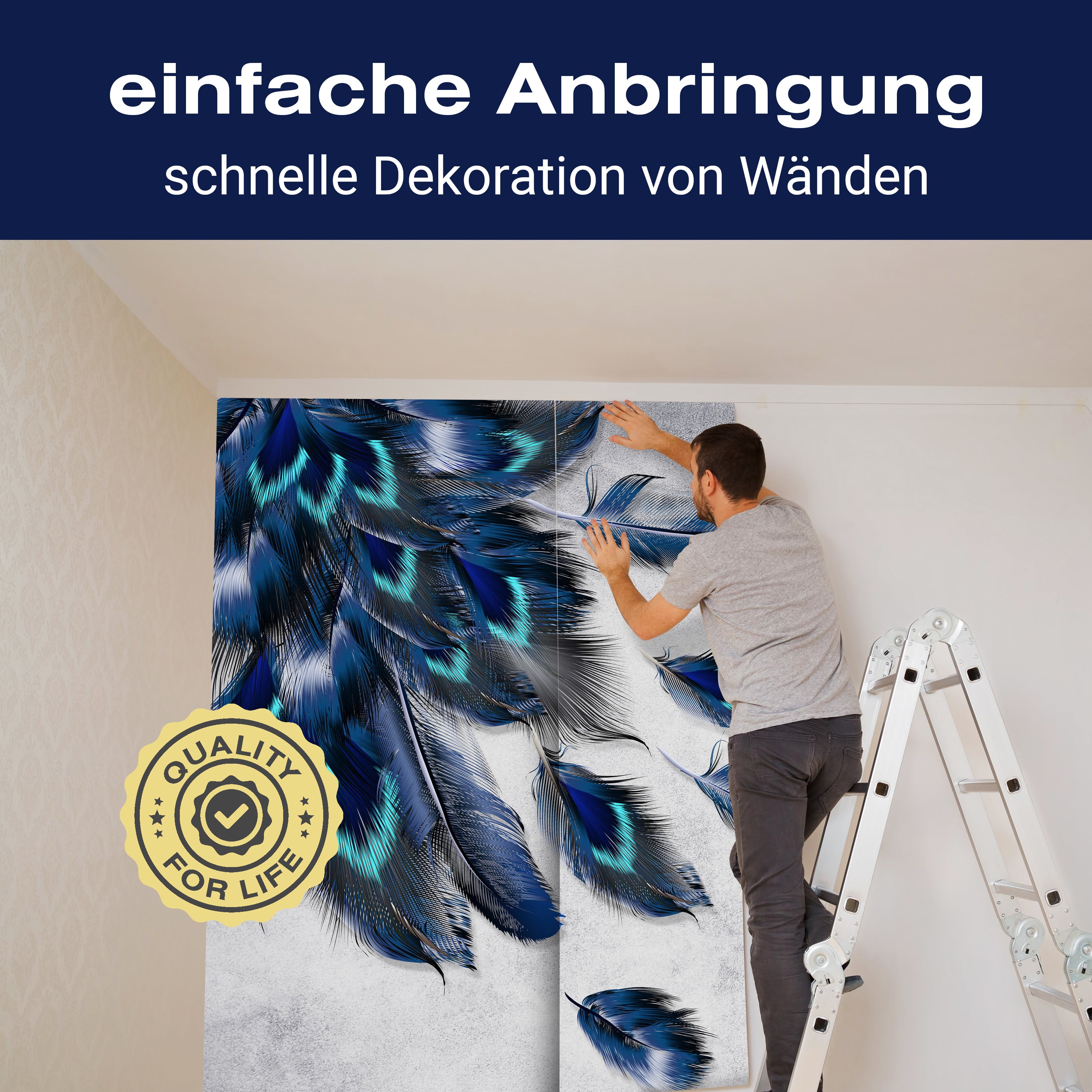 Fototapete Blauer Pfau Feder M1155 - Bild 3 Fototapete Blauer Pfau Feder M1155 - Bild 3