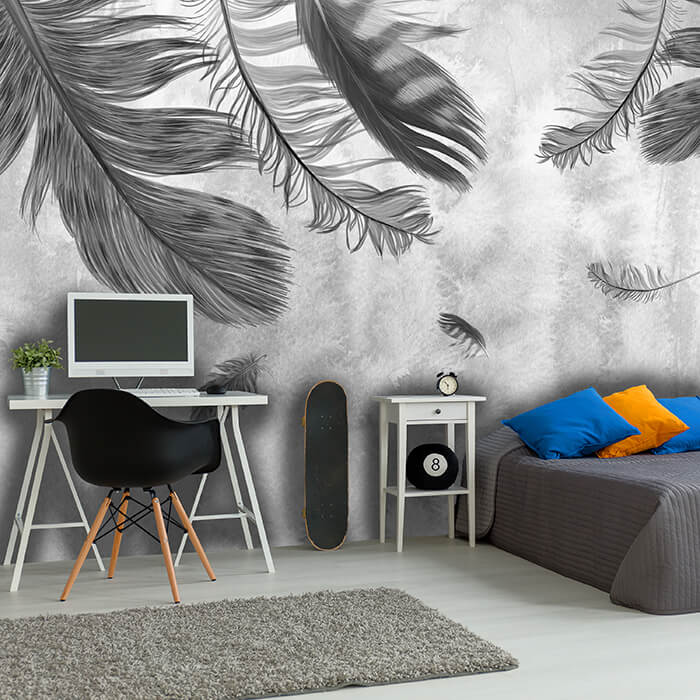 Fototapete Graue Feder Aquarell M1158 - Bild 1 Fototapete Graue Feder Aquarell M1158 - Bild 1