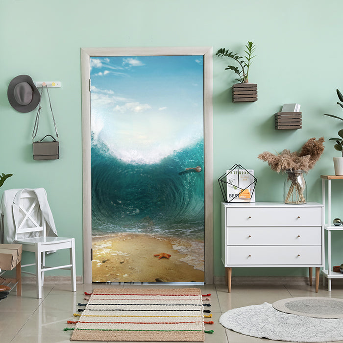 Türtapete Seestern auf Sandbank, Meer, Welle M1160 - Bild 1 Türtapete Seestern auf Sandbank, Meer, Welle M1160 - Bild 1