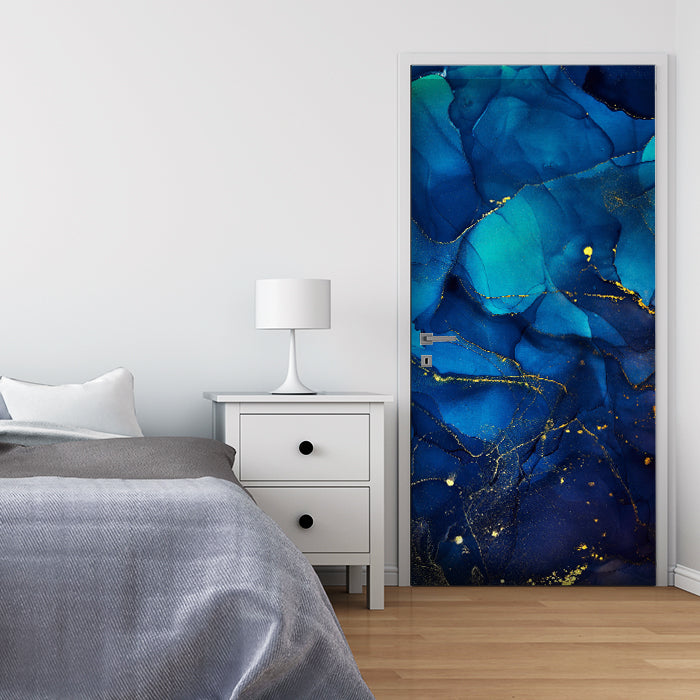 Türtapete blau grüner Marmor mit Gold, dunkel M1182 - Bild 1 Türtapete blau grüner Marmor mit Gold, dunkel M1182 - Bild 1