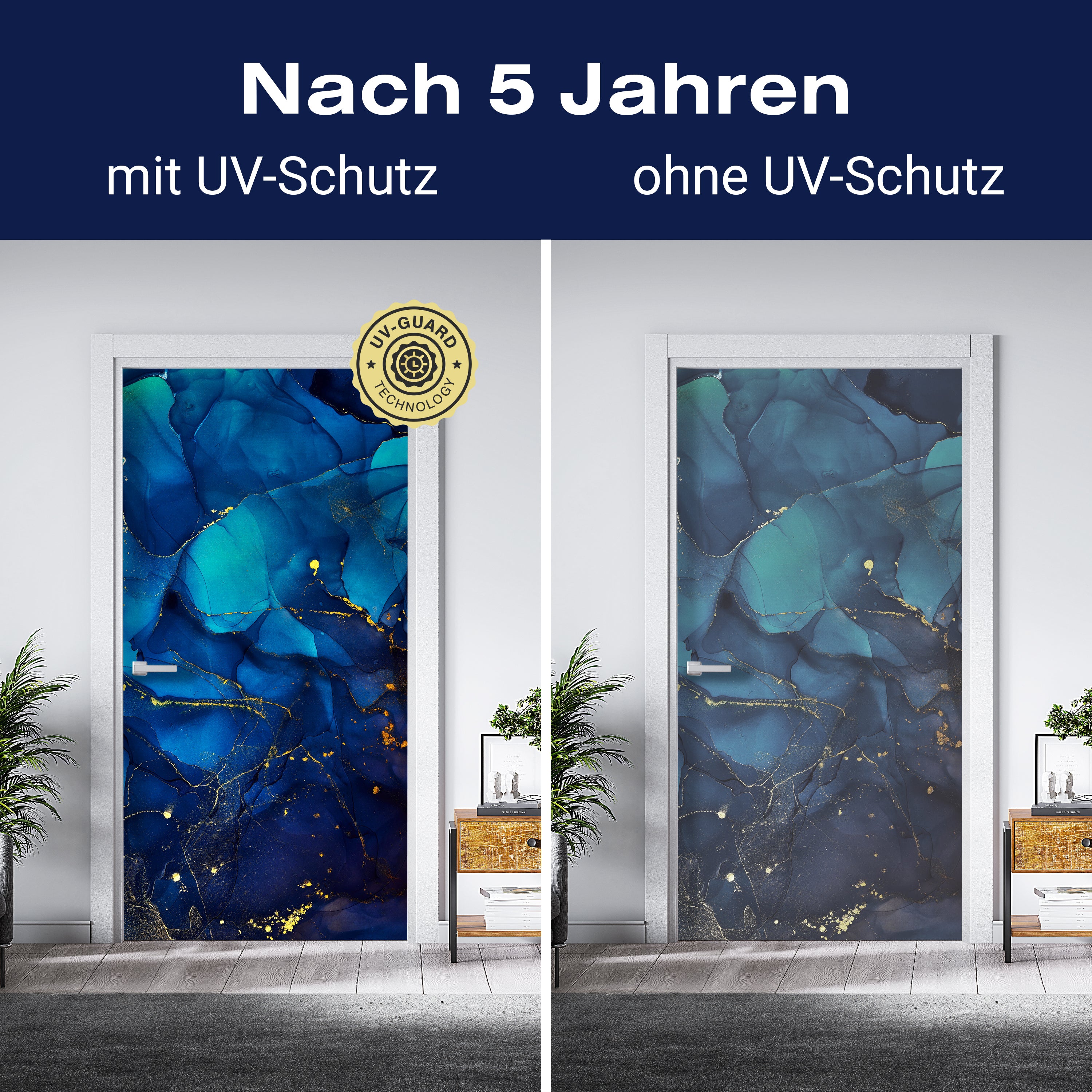 Türtapete blau grüner Marmor mit Gold, dunkel M1182 - Bild 4 Türtapete blau grüner Marmor mit Gold, dunkel M1182 - Bild 4