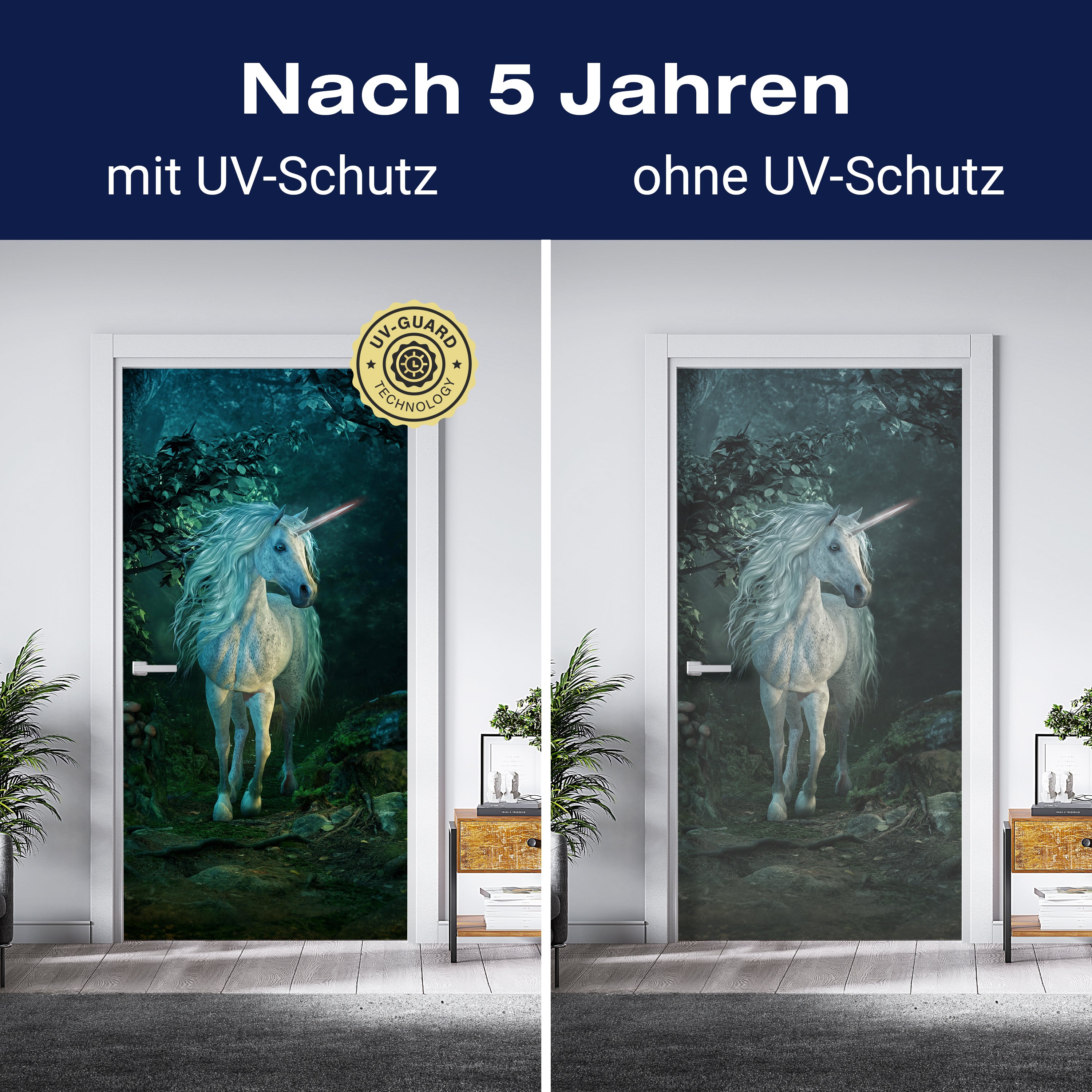 Türtapete Weißes Einhorn im Zauberwald, Fantasy M1185 - Bild 4 Türtapete Weißes Einhorn im Zauberwald, Fantasy M1185 - Bild 4