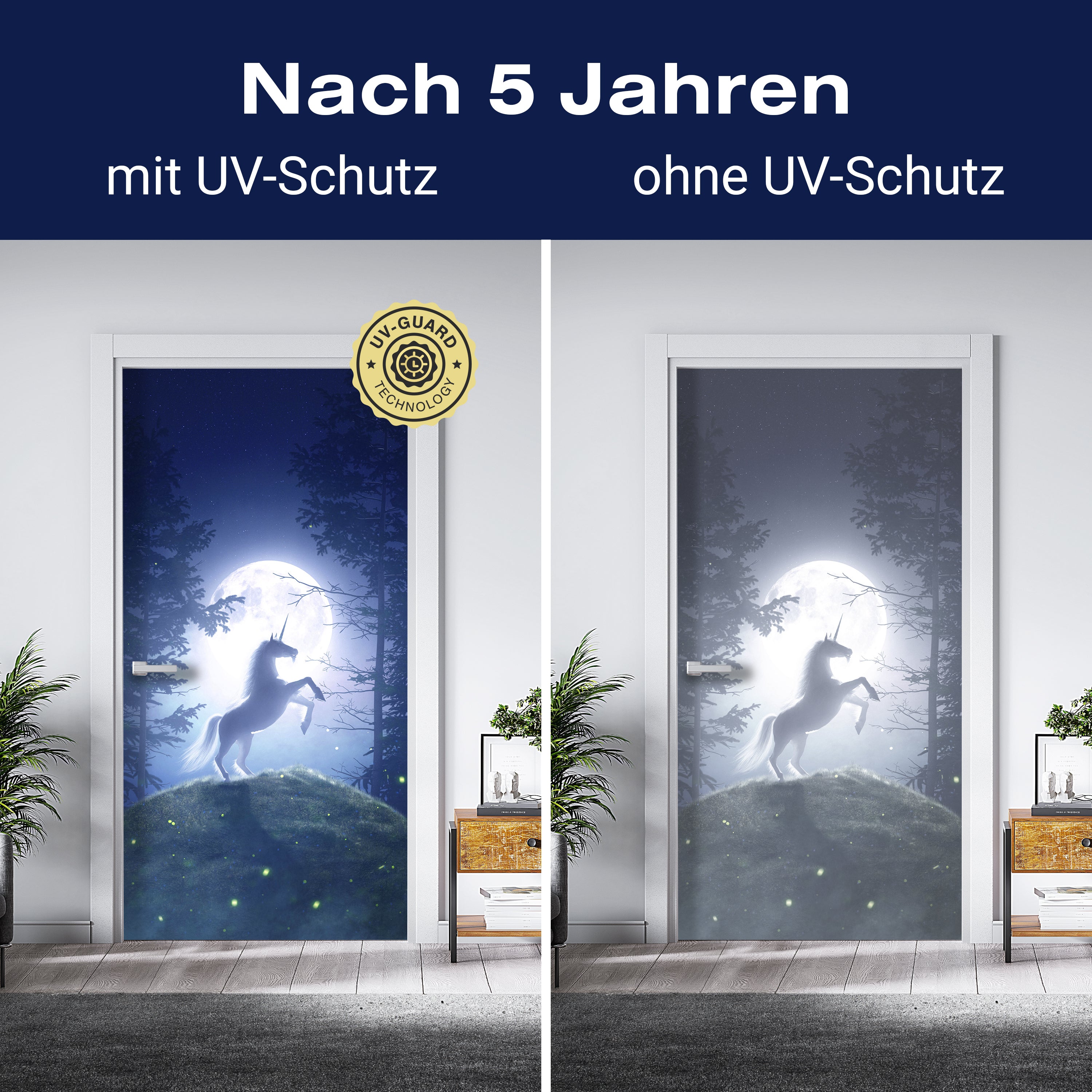 Türtapete Einhorn im Mondschein, Wald, Nacht M1188 - Bild 4 Türtapete Einhorn im Mondschein, Wald, Nacht M1188 - Bild 4