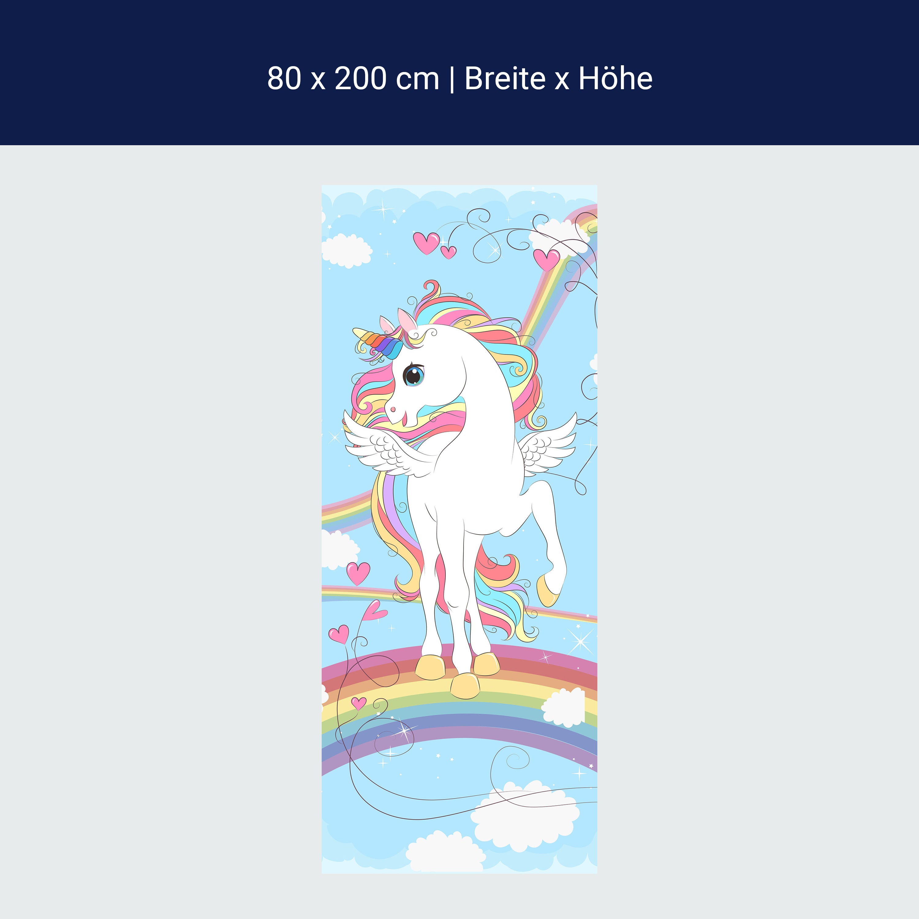 Türtapete Regenbogen Einhorn, bunt, Herzen M1189 Türtapete Regenbogen Einhorn, bunt, Herzen M1189