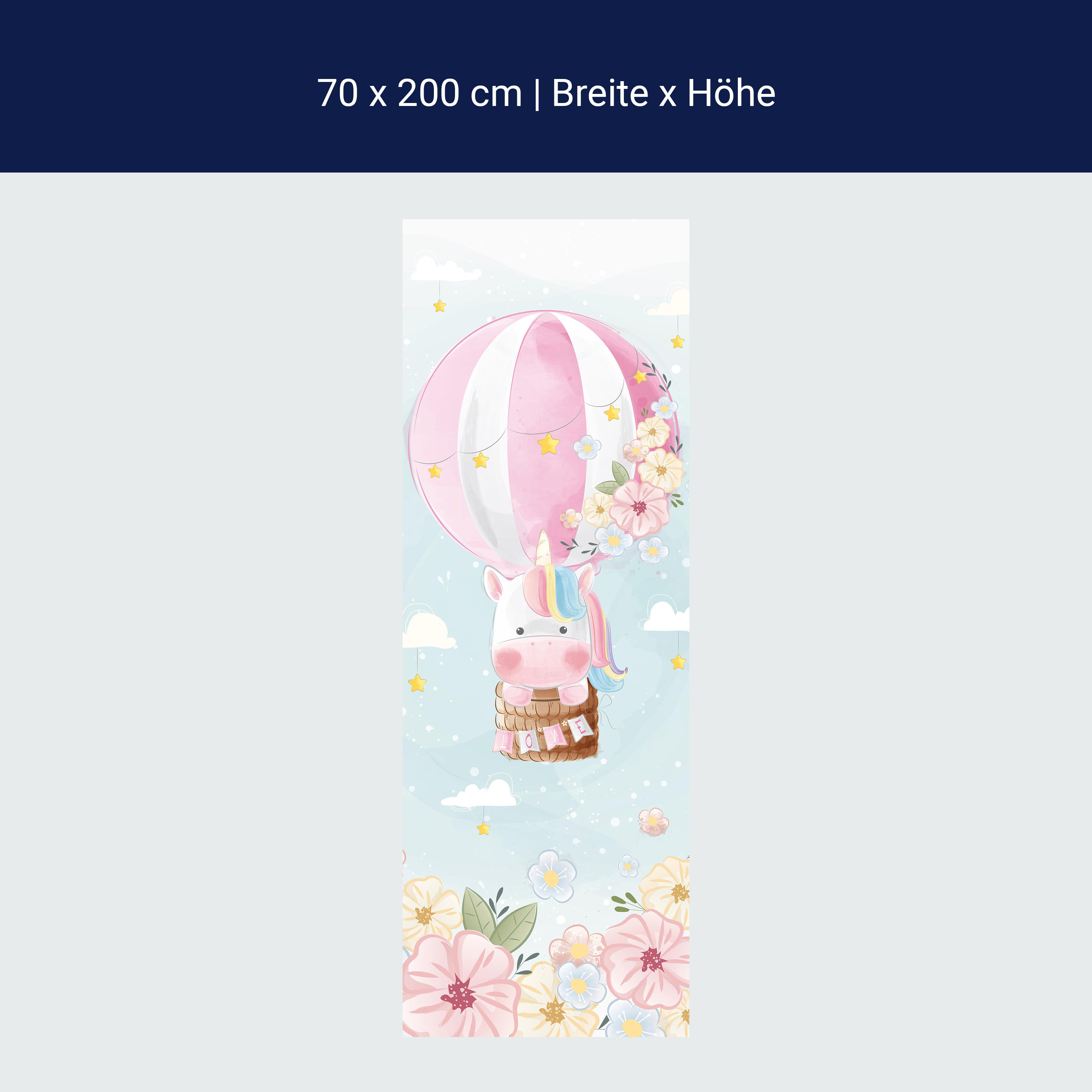 Türtapete Regenbogen Einhorn, Aquarell, Luftballon M1191 Türtapete Regenbogen Einhorn, Aquarell, Luftballon M1191