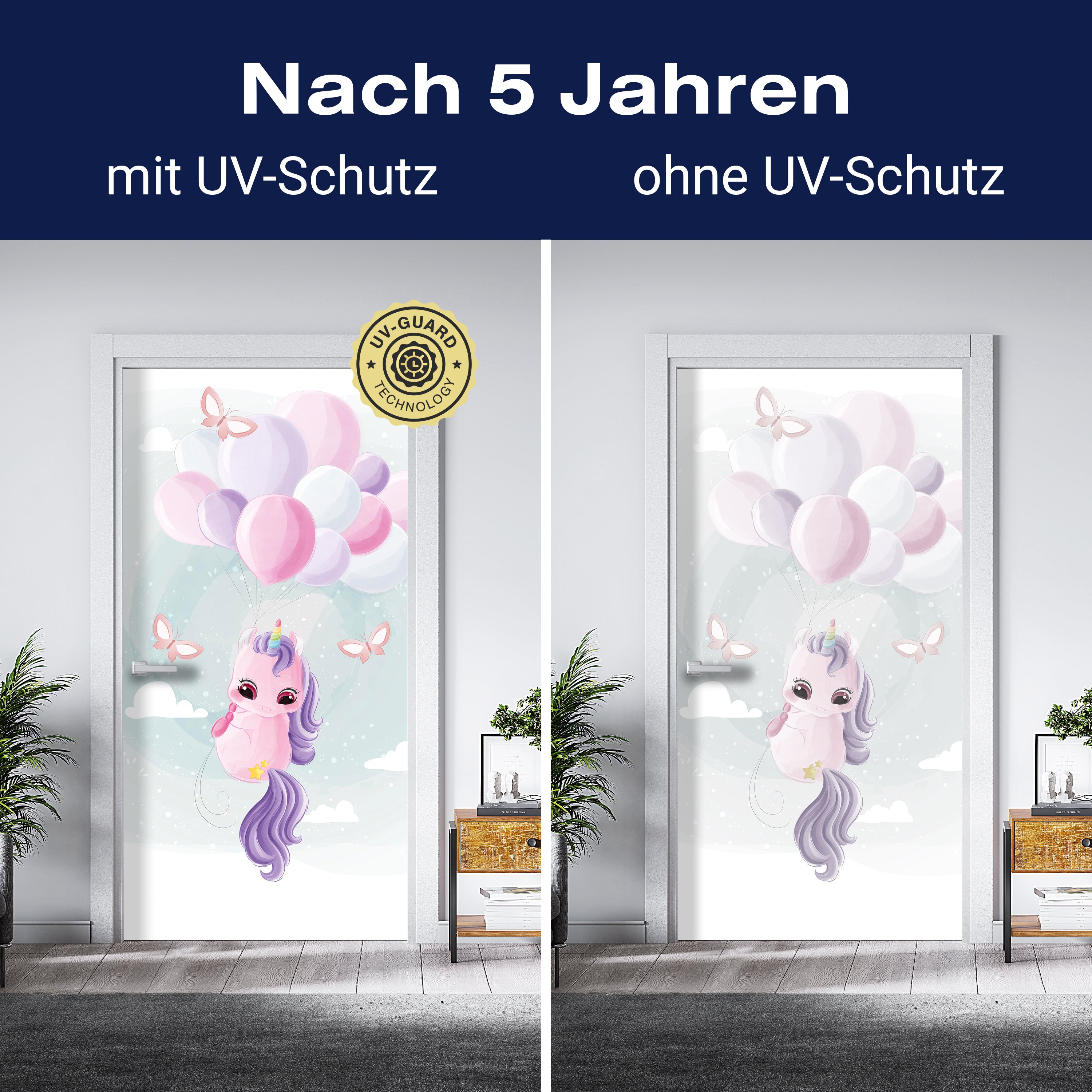 Türtapete Aquarell Einhorn,Luftballons, Regenbogen M1192 - Bild 4 Türtapete Aquarell Einhorn,Luftballons, Regenbogen M1192 - Bild 4